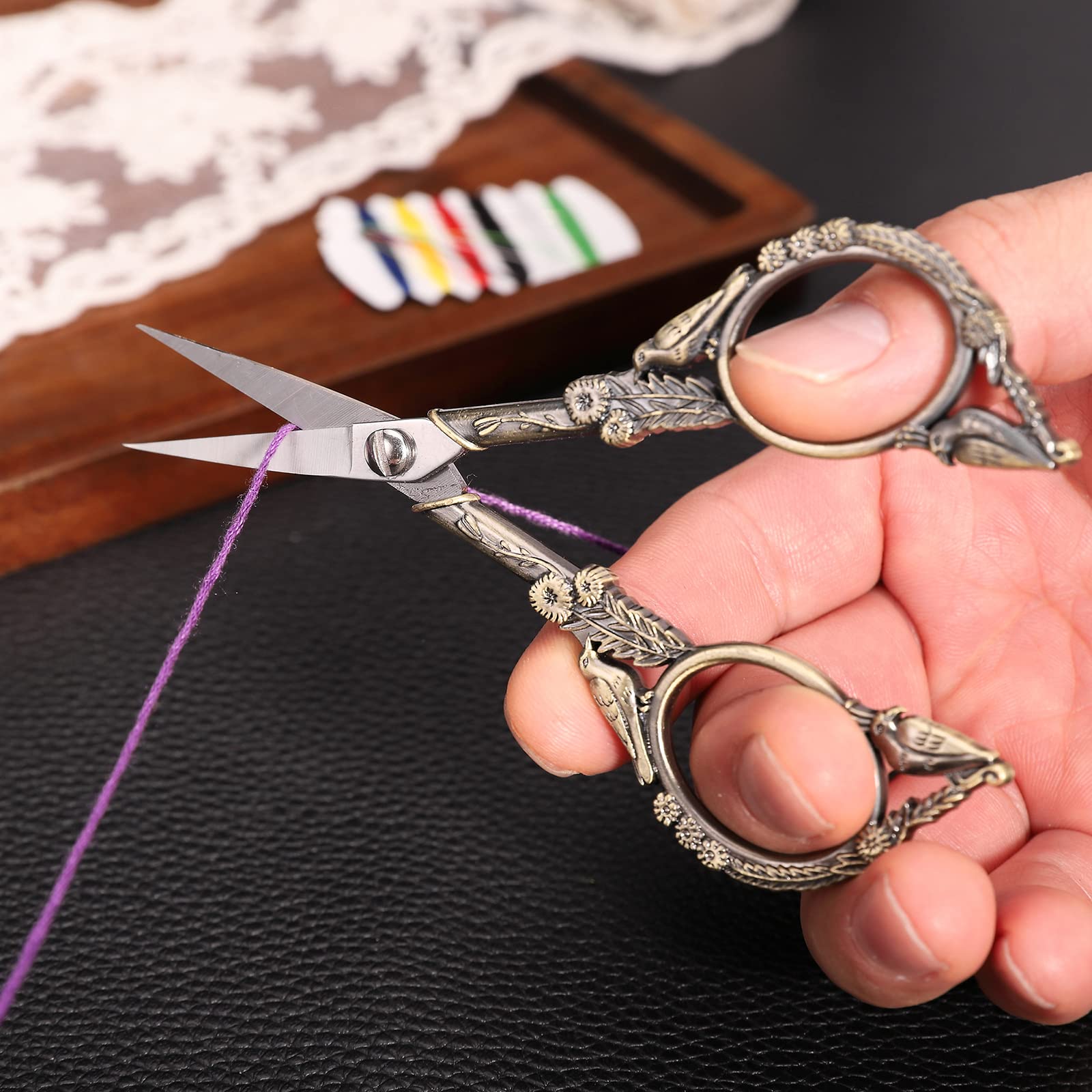 YOUGUOM Small Craft Scissors, Little Travel Sharp Embroidery Scissors All Purpose, Straight Tips Mini Sewing Shears, Precision Detail Thread Cutting Snips
