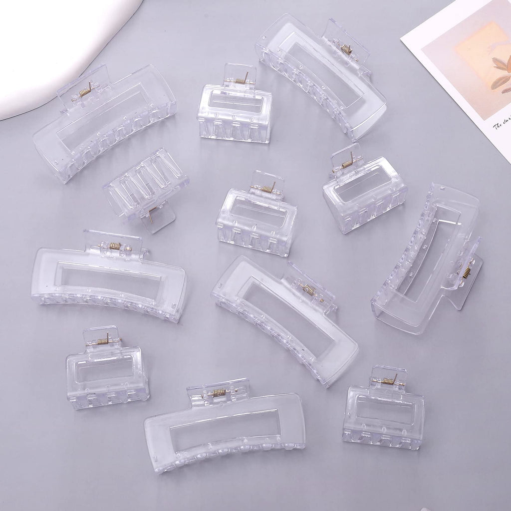12 Pack Black Square Claw Clips, Big and Small Neutral Rectangle Hair Claw, Non-slip Matte Large Hair Clips for Women,Strong Hold jaw clip for Thick Thin Hair