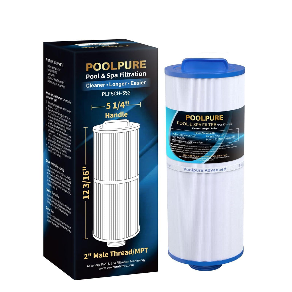 POOLPURE 5CH-352 Spa Filter Replaces PPM35SC-F2M, Marquis Spa 20042, 20092, 70-0240, 370-0242, 370-0243, Filbur FC-0196, 2" Male Thread/MPT Hot Tub Filter, 1 Pack