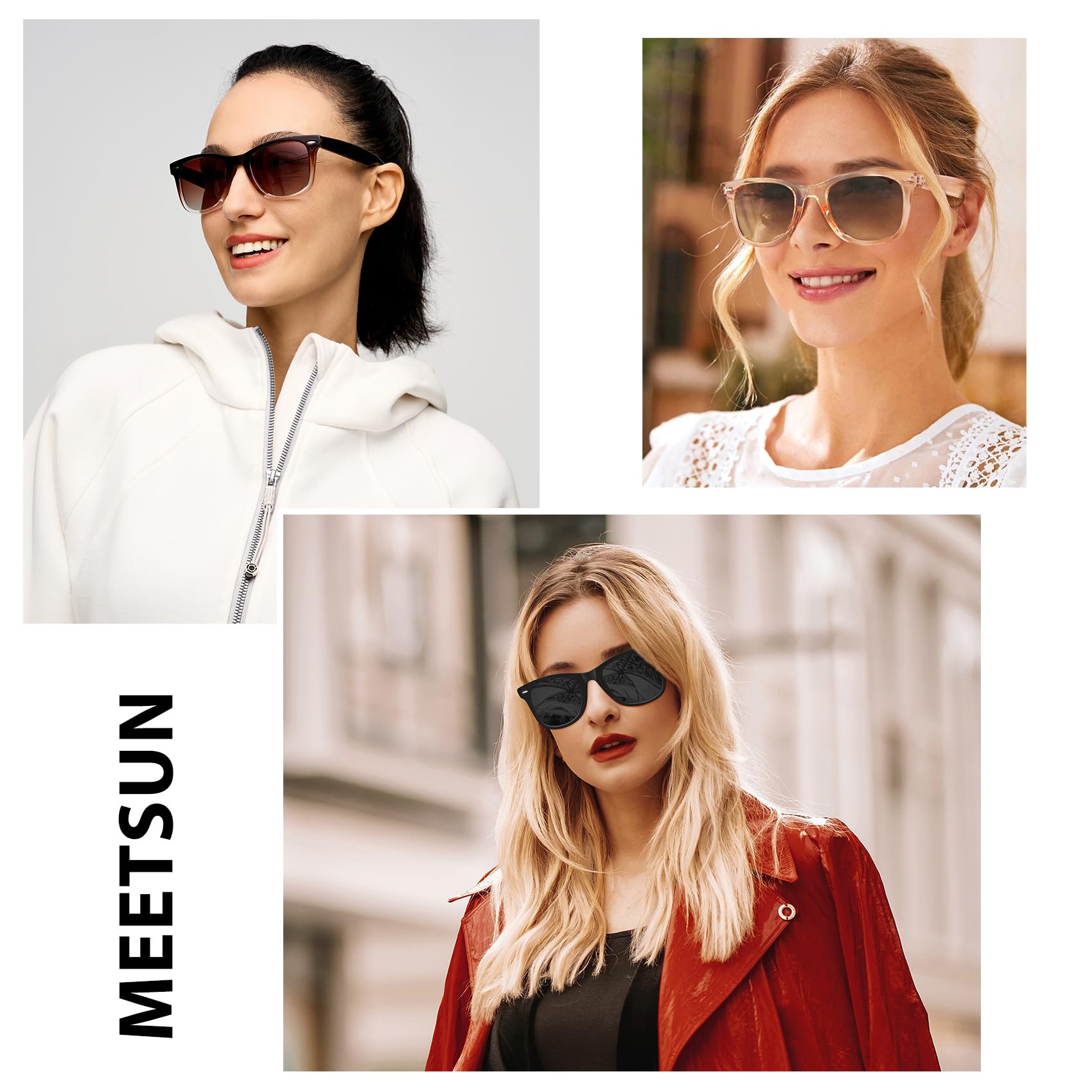 MEETSUN Retro Polarized Sunglasses for Women Men Classic Mirror Lens Driving Trendy Sun Glasses UV Protection (3 Pack)