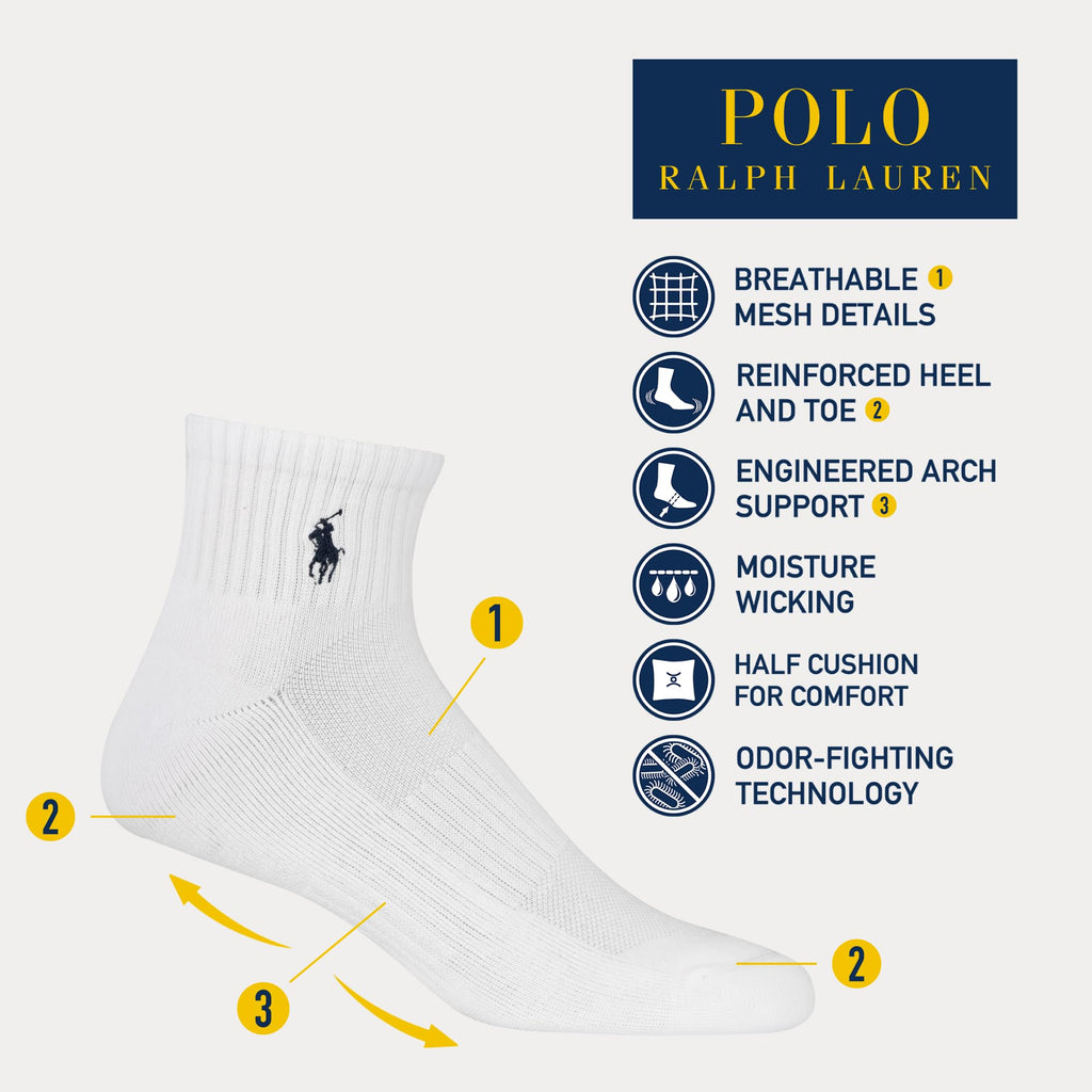POLO RALPH LAUREN Men's Performance Cotton Quarter Socks