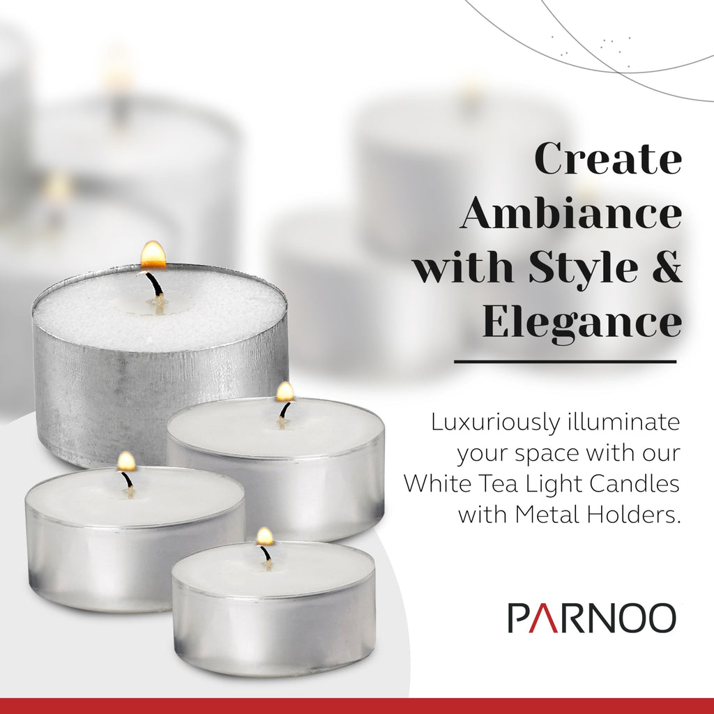 250 Pack Tealight Candles in Metal Cups - Clean, White Unscented Tealight with 3 Hour Long Burning Time - Votive Candles Bulk for Romantic Dinner, Weddings, Spa & Hotels