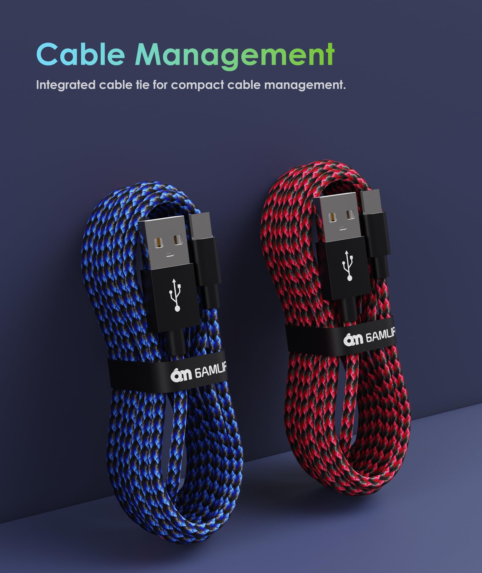 6amLifestyle PS4 Charger Cable for Controller, 2 Pack 10ft Micro USB Nylon Braided Cord, Micro USB Wire for PlayStation 4, Cables Slim/Pro, Xbox One S/X Controller, Android Phones, 2 Pack Black