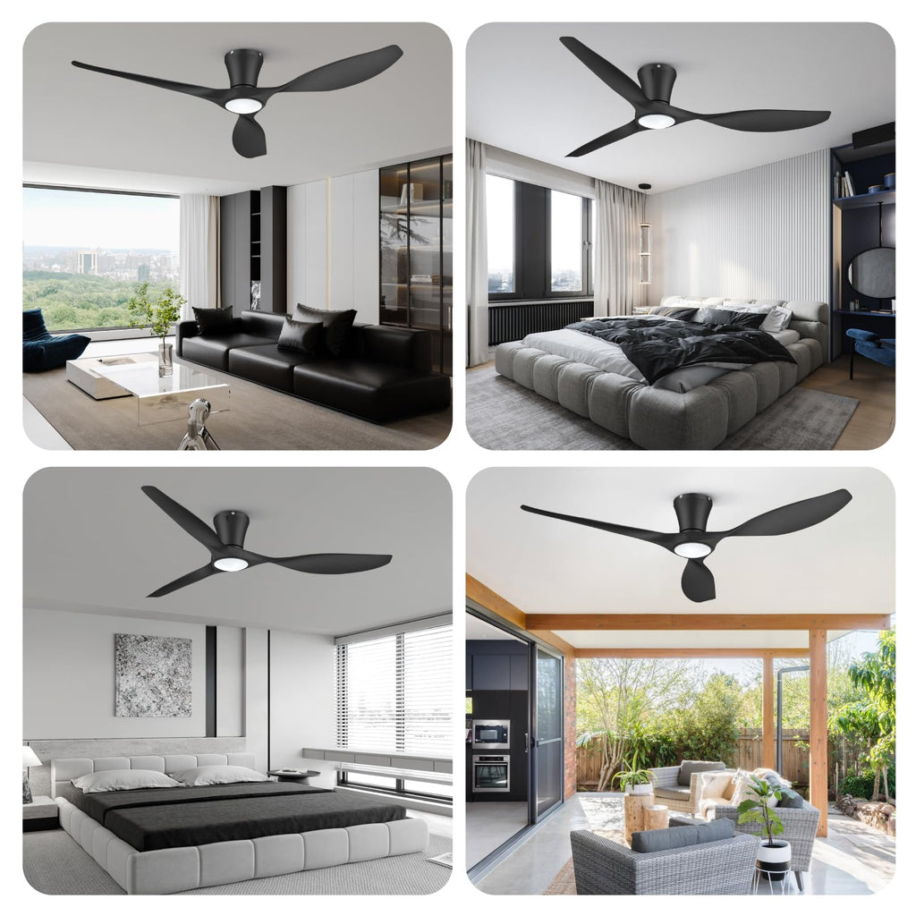 TALOYA Ceiling Fans with Lights,42 inch Modern Low Profile Ceiling Fan with Light and Remote Control, Flush Mount, 3CCT, White Ceiling Fan for Bedroom Living Room and Patio
