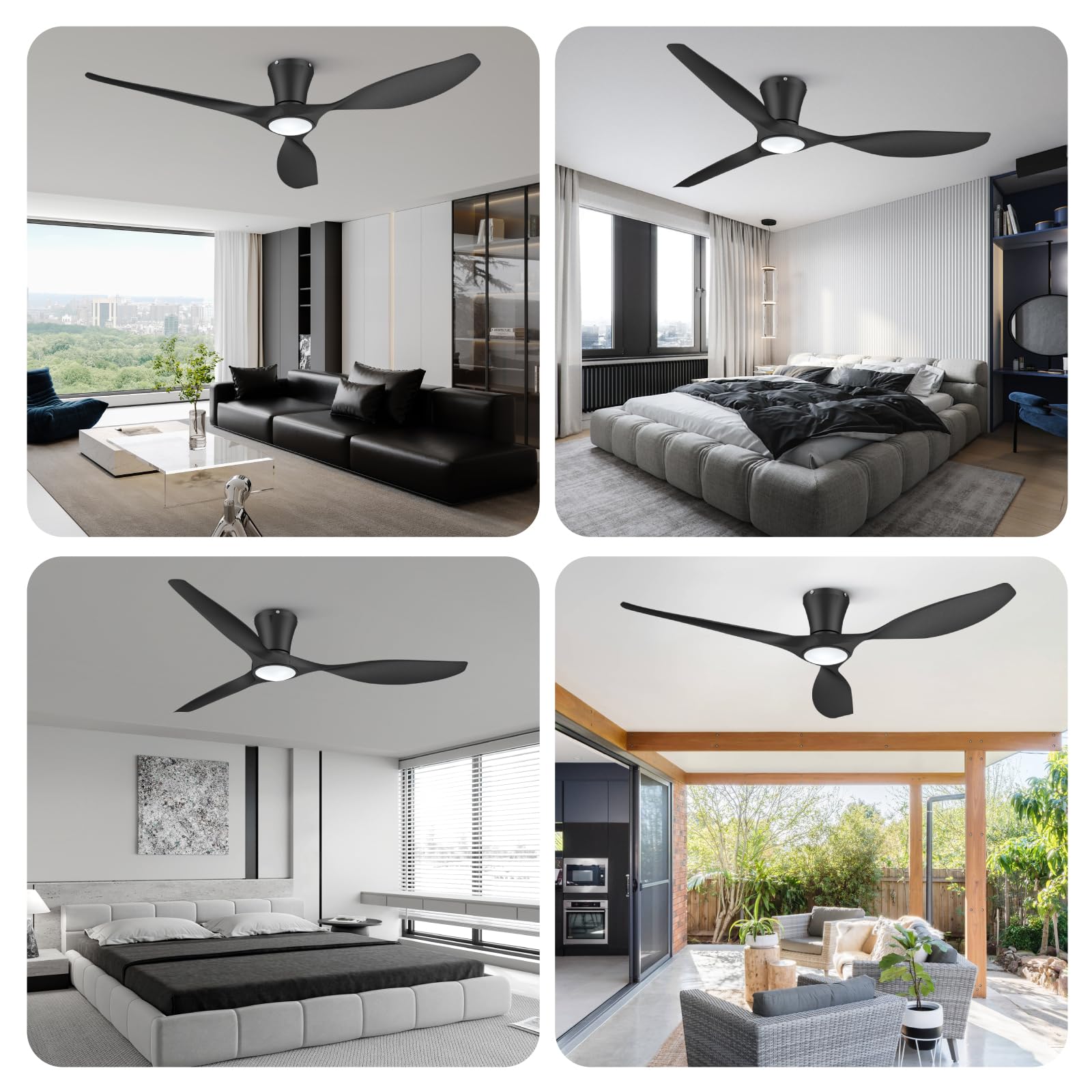 TALOYA Ceiling Fans with Lights,42 inch Modern Low Profile Ceiling Fan with Light and Remote Control, Flush Mount, 3CCT, White Ceiling Fan for Bedroom Living Room and Patio