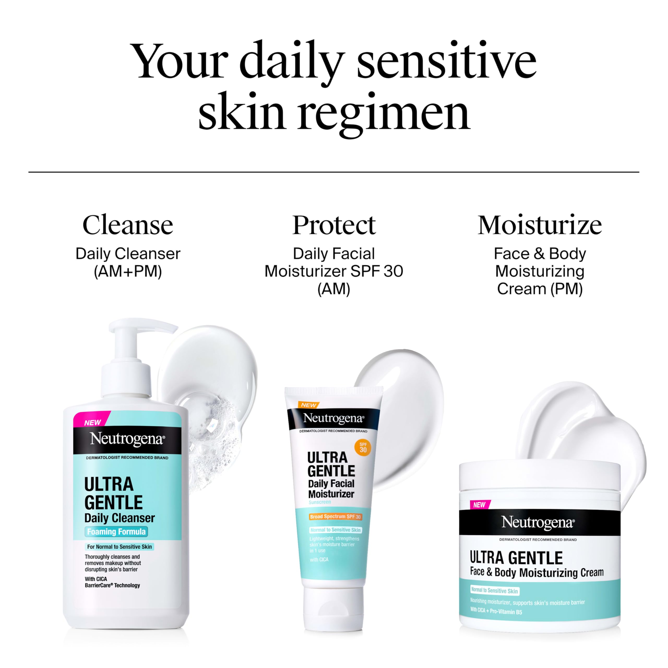 Neutrogena Ultra Gentle Foaming Facial Cleanser, Fragrance Free Hydrating Face Wash for Sensitive Skin, Daily Non Over Drying Makeup Remover, Hypoallergenic, Soap & Dye Free, Non-Comedogenic, 16 Fl Oz