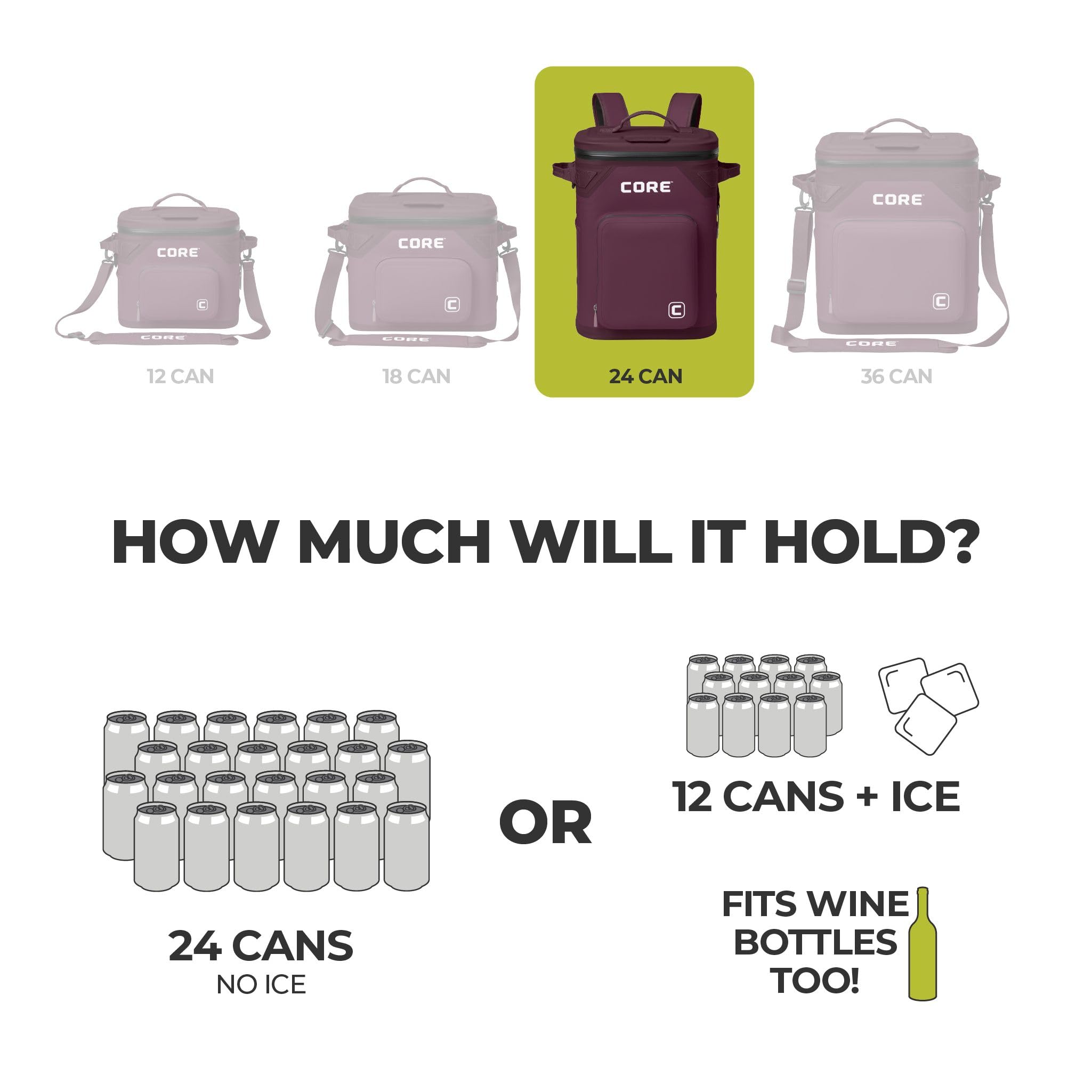 CORE Magnetic Leak Proof Soft Cooler with Waterproof Zipper | Insulated Bag Portable Ice Chest Box | Best Soft Cooler for Food & Beverages for Tailgating, Car Camping, Travel, and Family Beach Picnics