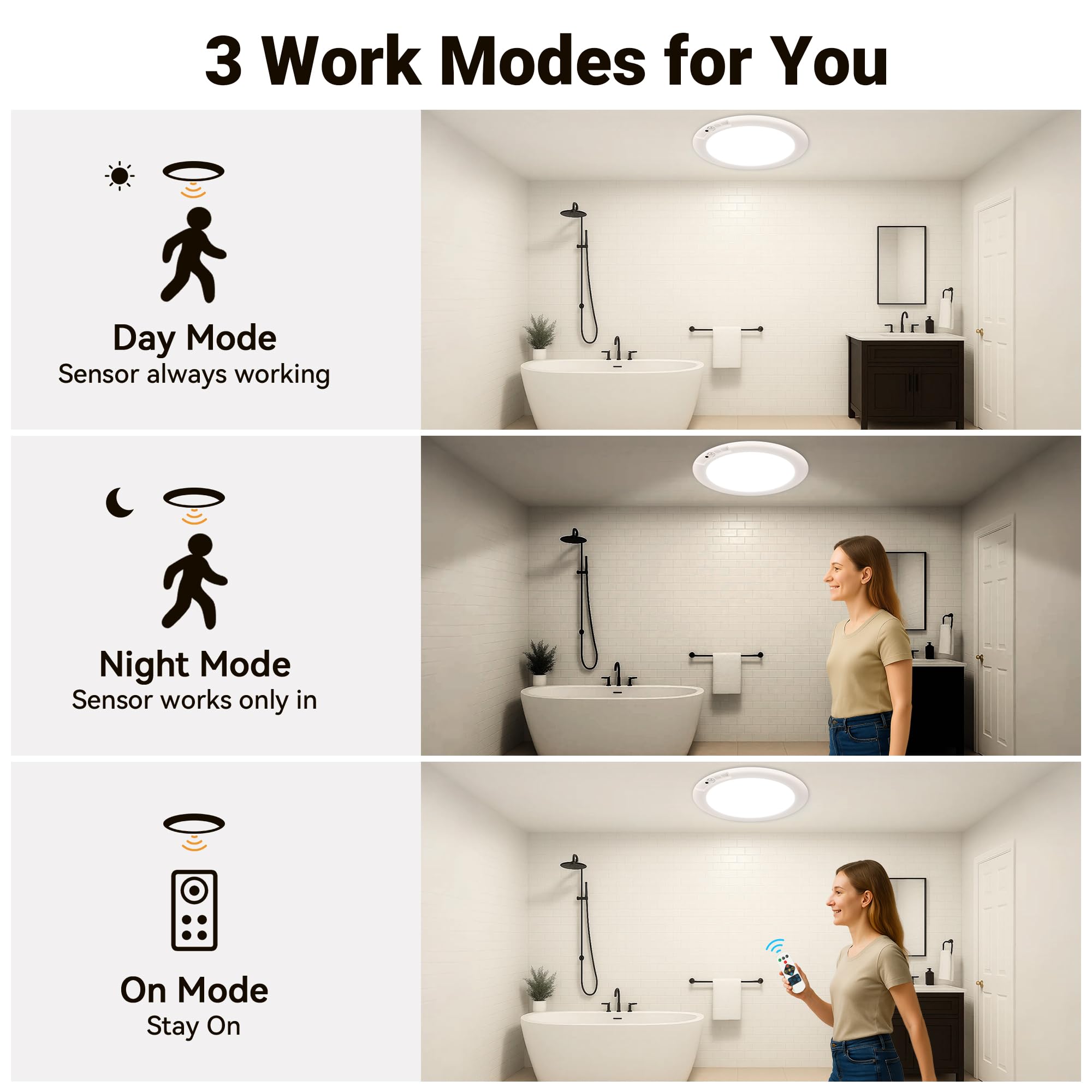Wireless Closet Lights Motion Sensor - No Wiring Rechargeable Ceiling Light Night Light Indoor, Battery Operated Led Lights for Bedroom with Remote, Living Room Bathroom Home & Kitchen Decor Lighting