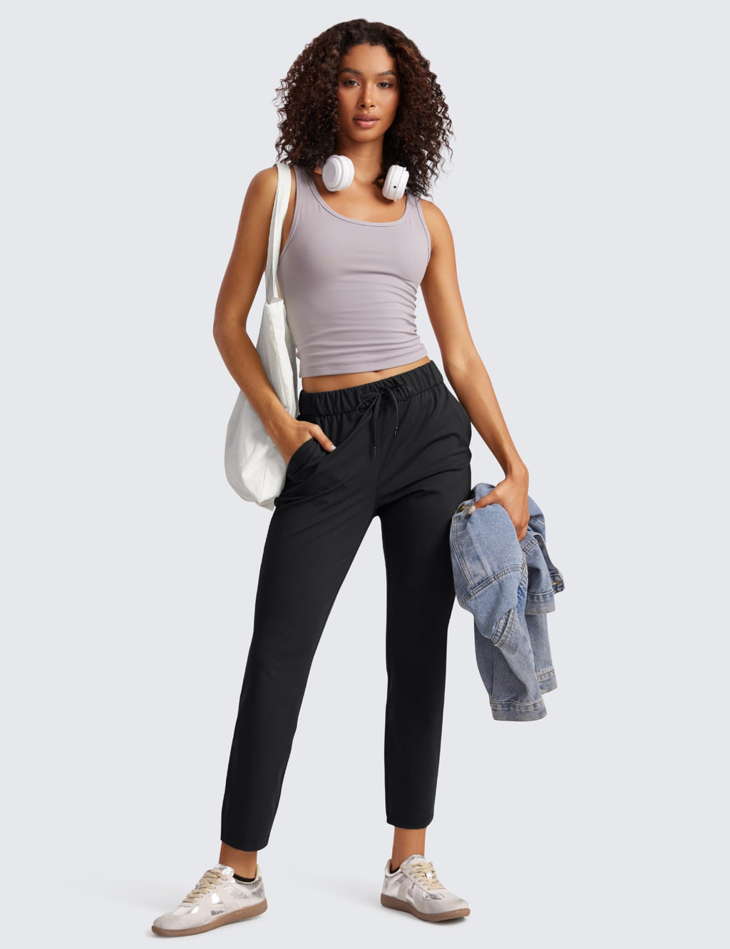 CRZ YOGA 4-Way Stretch Ankle Golf Pants for Women 27" - Casual Dress Work 7/8 Sweatpants with Pockets