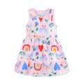 HILEELANG Little Girls Cotton Dress Sleeveless Casual Summer Sundress Flower Printed Jumper Skirt