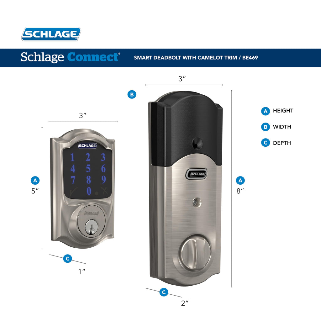 Schlage Connect Smart Deadbolt Lock with Touchscreen Keypad, Keyless Front Door Entry, Z-Wave Plus Compatible, Aged Bronze, BE469ZP CEN 716