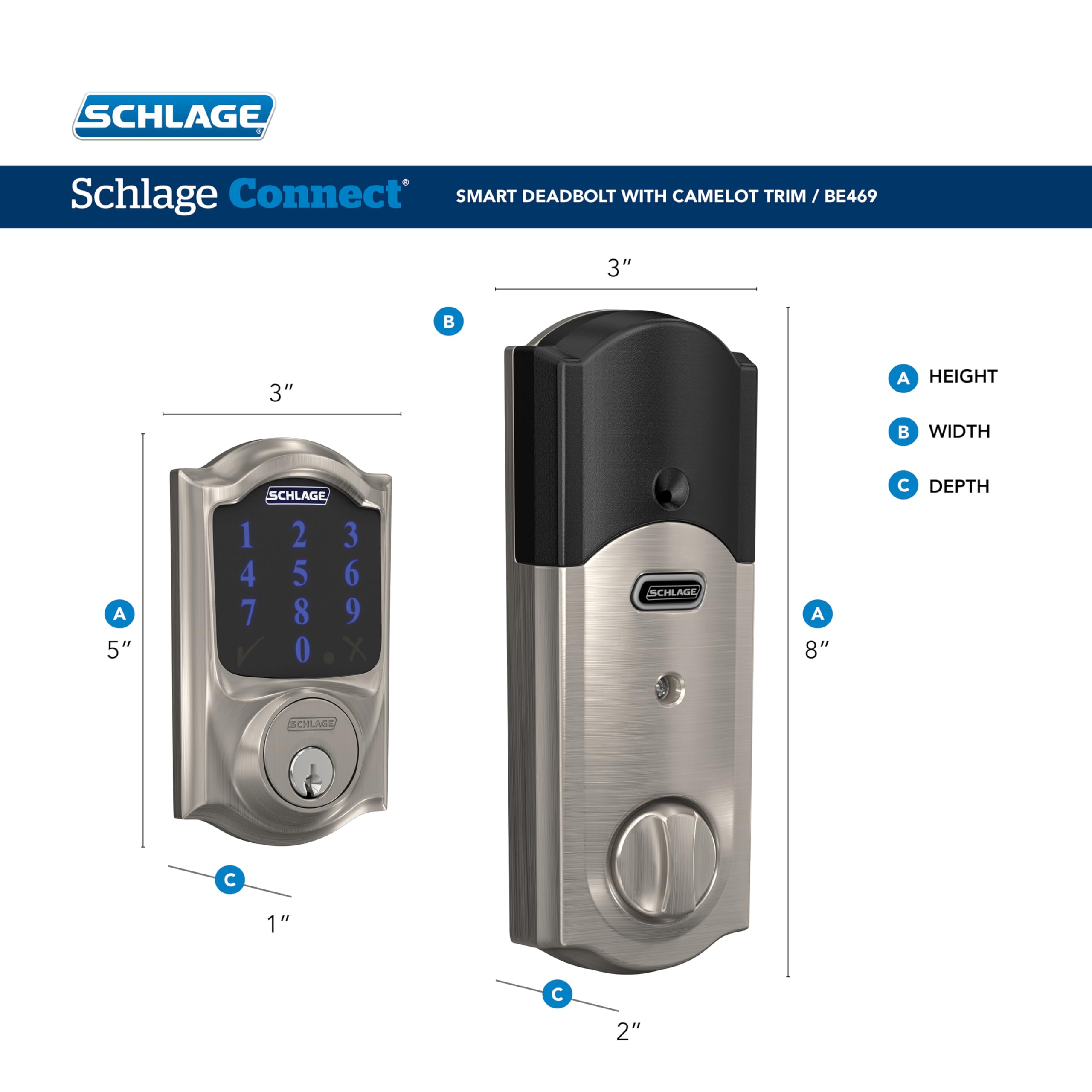 Schlage Connect Smart Deadbolt Lock with Touchscreen Keypad, Keyless Front Door Entry, Z-Wave Plus Compatible, Aged Bronze, BE469ZP CEN 716
