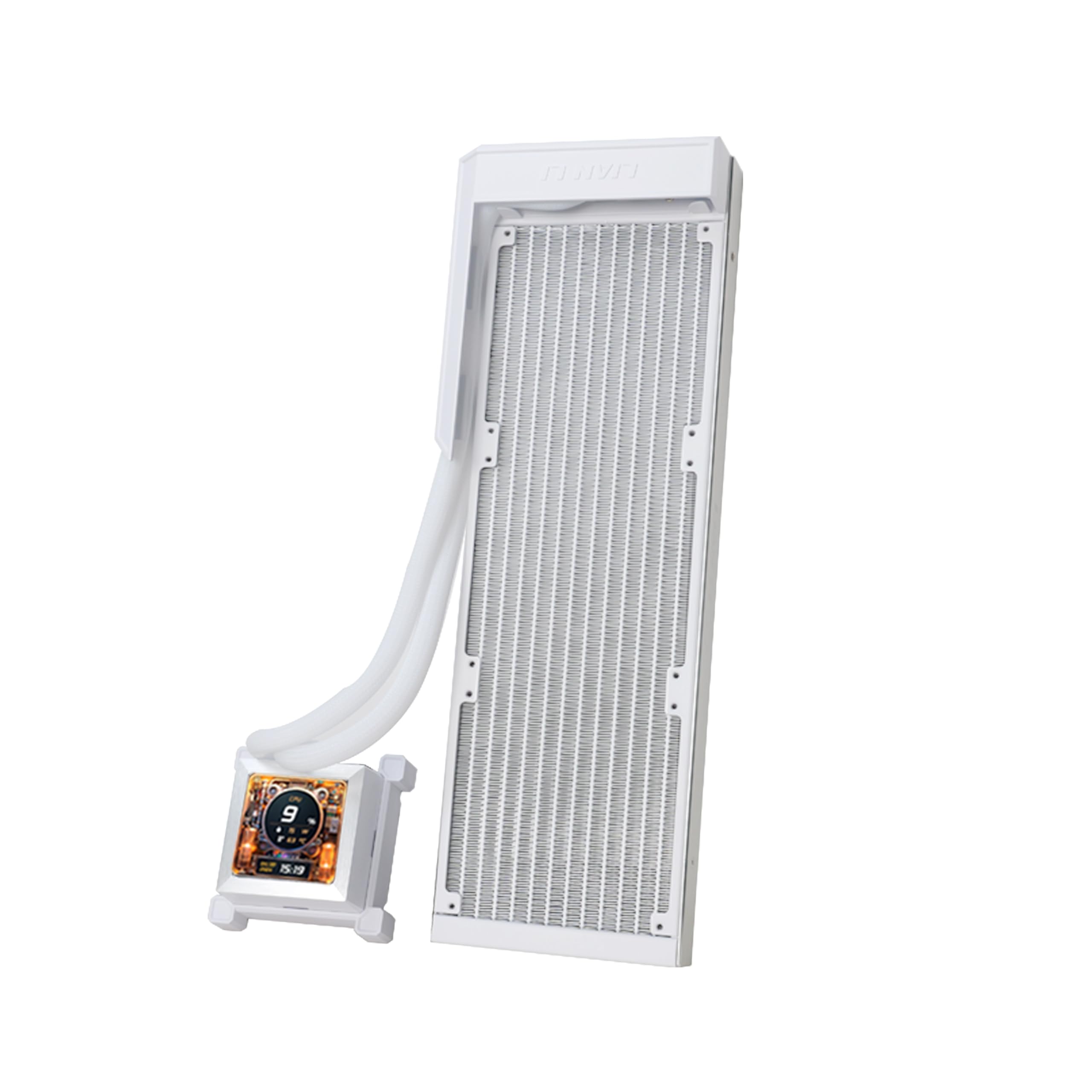 Lian Li Hydroshift LCD 360 Liquid Cooler - Flexible Side-Mounted Coolant Pathway, 2.88” LCD Screen - 480 x 480 Res. - Captured Screenshots or Recorded Videos - Fits Most PC Fans - Black (HSLCD36NB)
