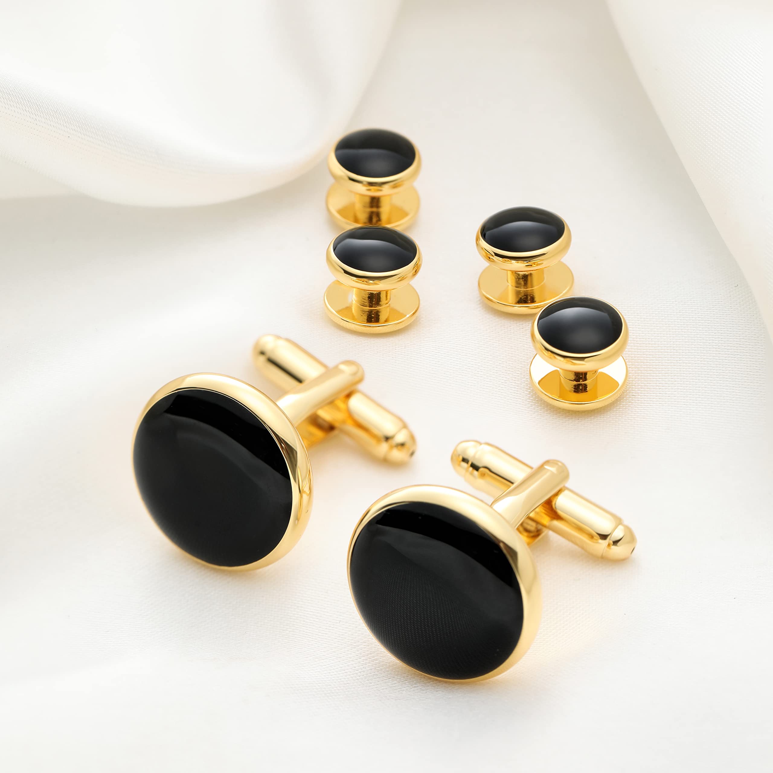 Men's Cufflinks & Tuxedo Studs Set - 316L Stainless Steel Formal Wedding Jewelry, Groomsmen Gift Set with Gift Box