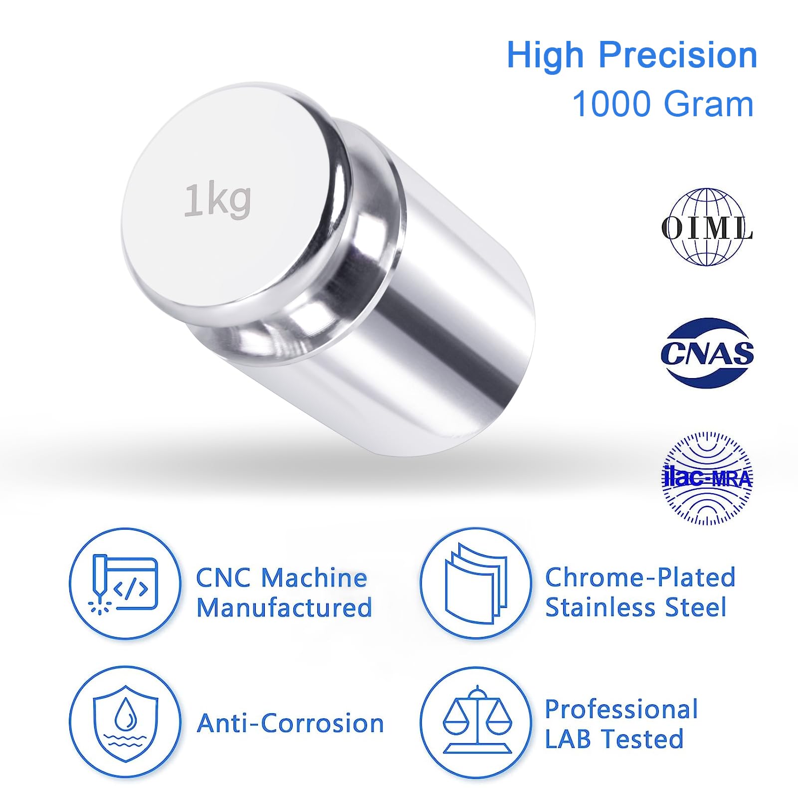 QP Calibration Weights, 50 Gram Scale Weights, OIML Class M1 High Precision Stainless Steel Scale Balance Weights with Chrome Finish, Calibration Weights for Digital Scale, Kitchen Scale, Pocket Scale