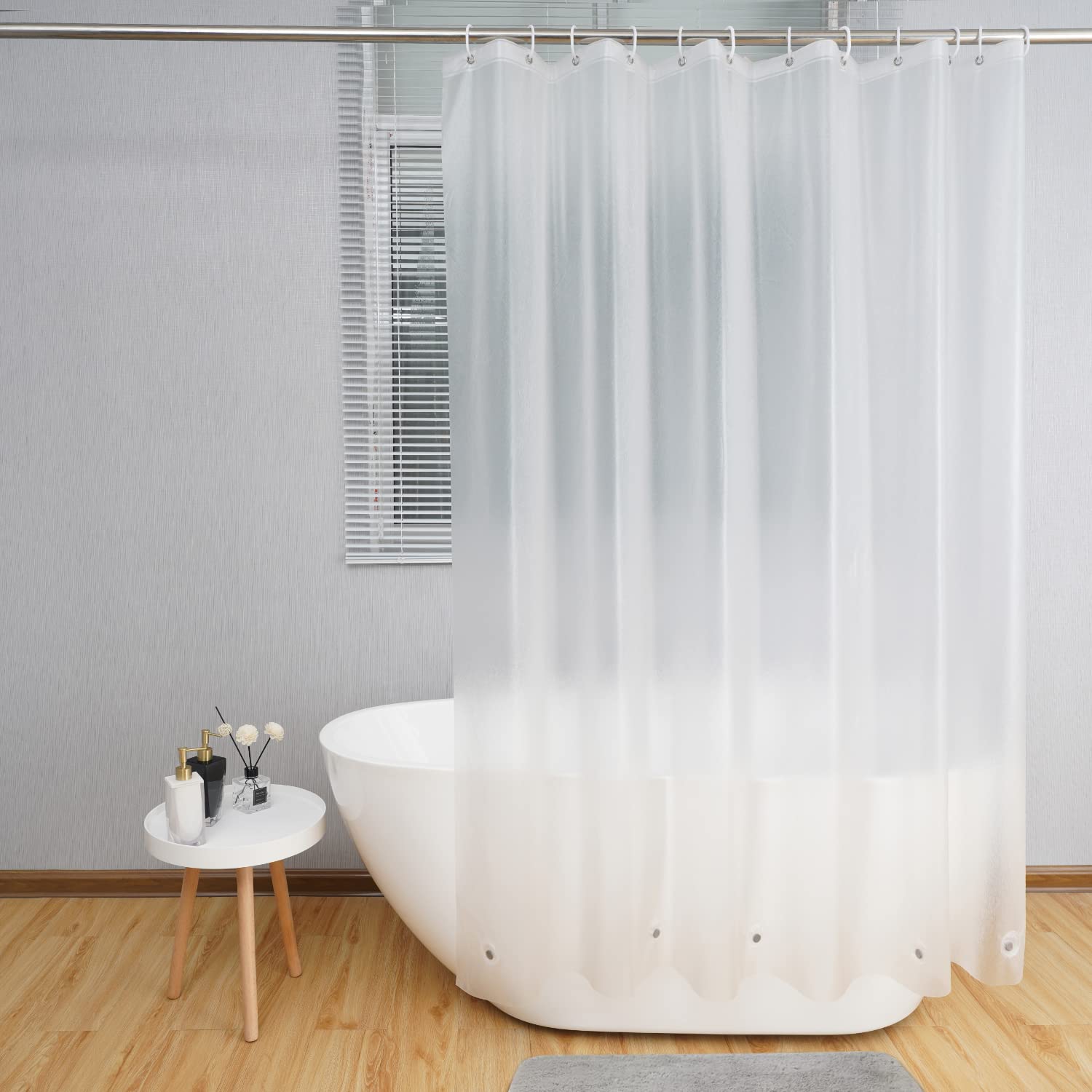 AooHome Eva Small 36x72 Inches Shower Liner, See Through Clear 8 Gauge Bathroom Curtain with Hooks, Bottom Magnets, Water Repellent, Heavy Duty, Rust Proof Grommets