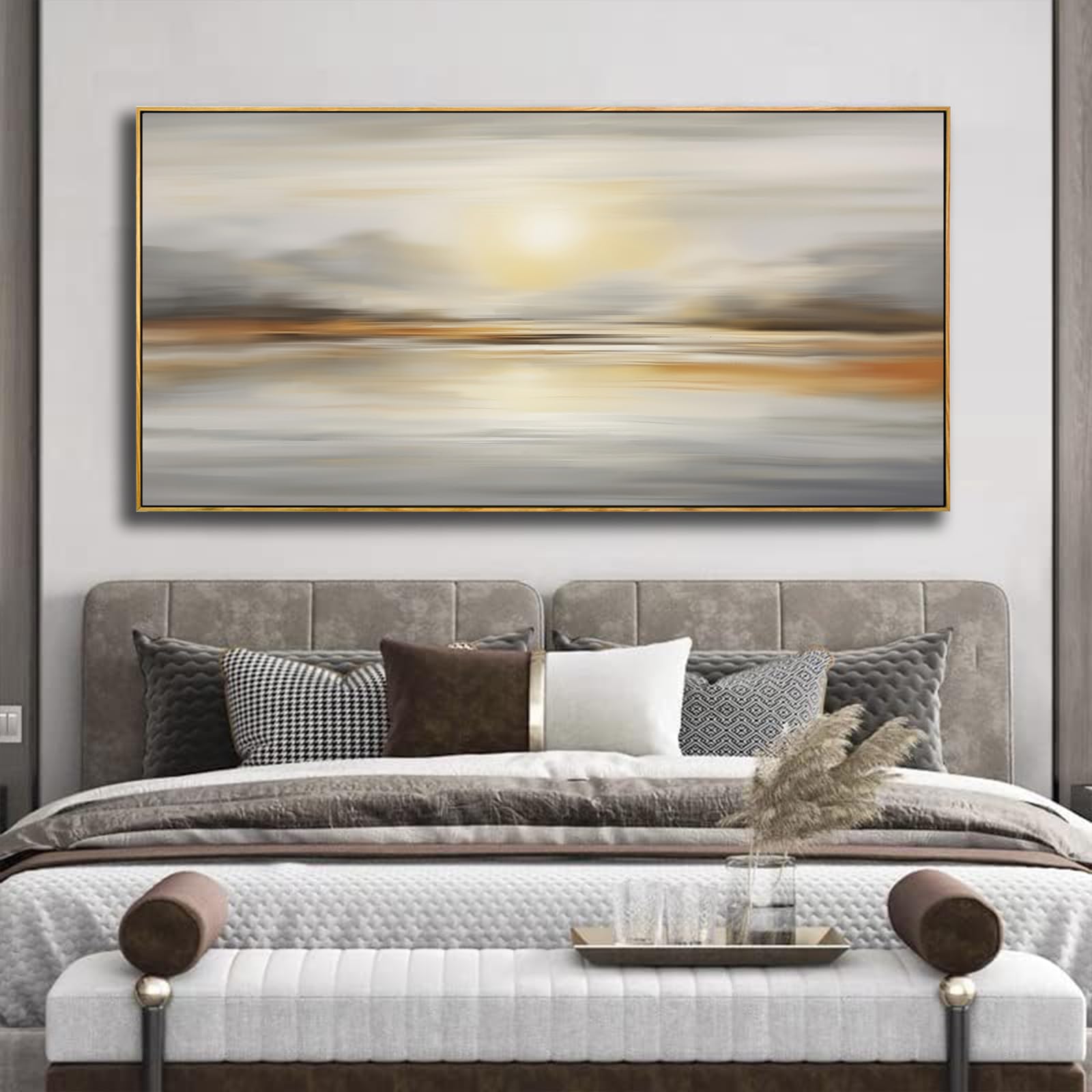 VHMING Abstract Wall Art Artwork Retro Trees Pictures Decor Canvas Painting Framed Ready to Hang Living Room Bedroom and Office Wall Decor 20x40 Inch