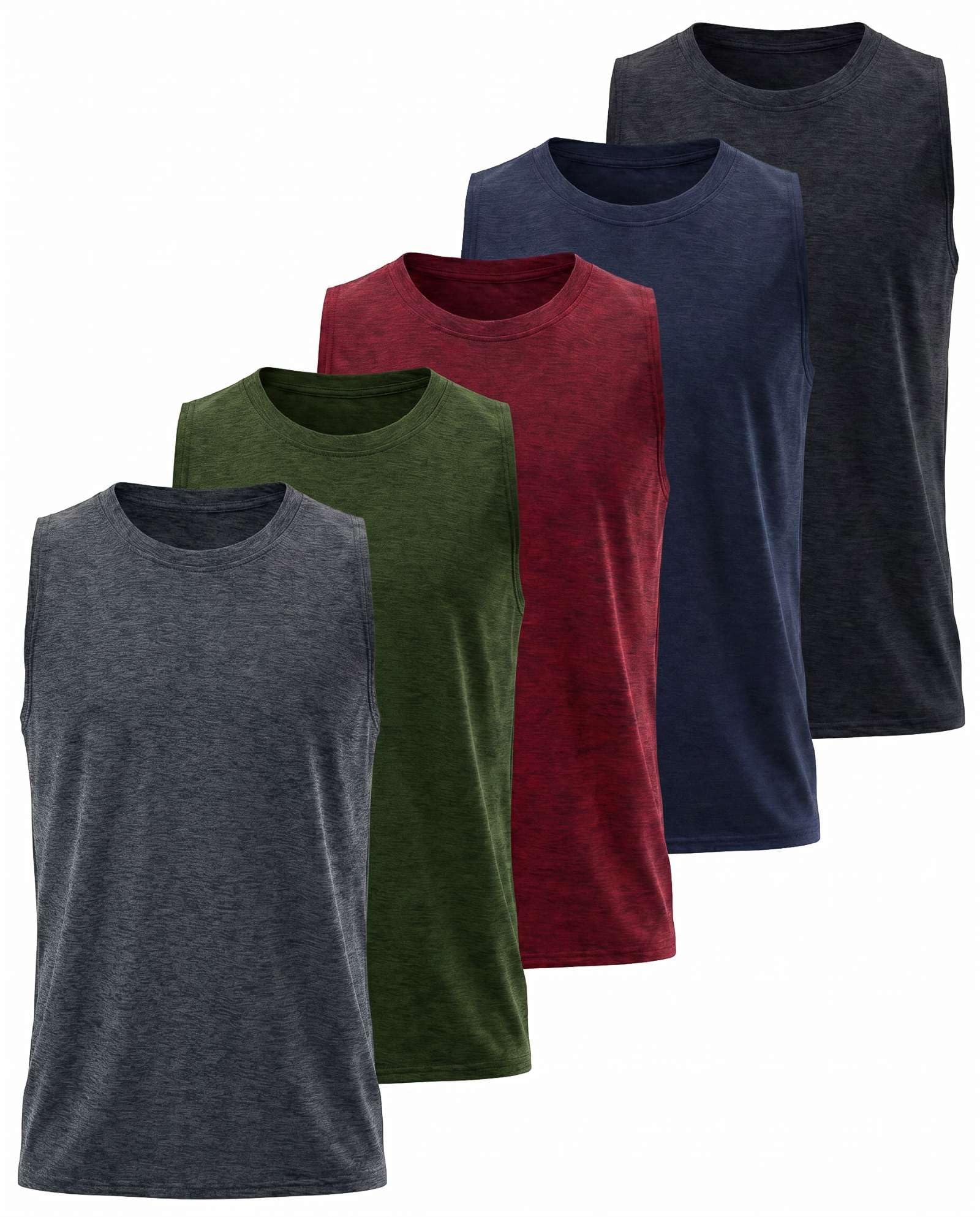 Real Essentials 5 Pack: Boys Dry-Fit Active Athletic Performance Tank Top