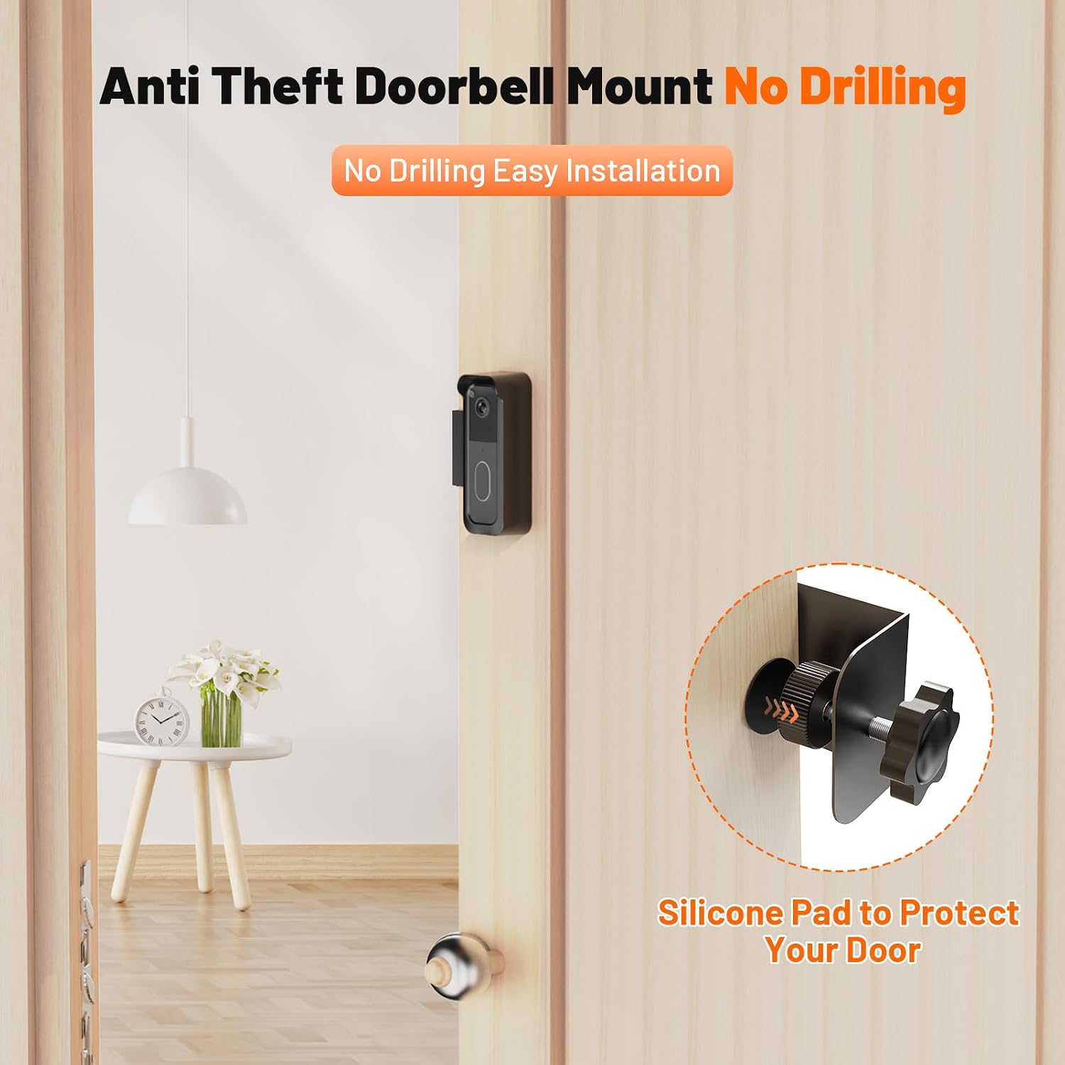Blink Doorbell Mount, Anti-Theft Doorbell Camera Mount for Blink Video Doorbell 1st Gen & 2nd Gen, No Block Sensor & Night Vision, Doorbell Camera Mount Bracket with Rain Cover
