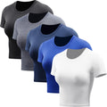 CADMUS Women's Dry Fit Crop Top Yoga Short Sleeve Shirts Crew Neck Athletic Running Tee 3 Pieces