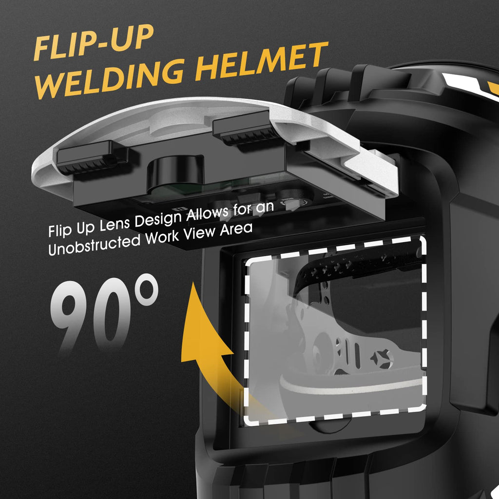 TOOLIOM Flip Up Welding Helmet 3.64 x 1.67 inch Auto Darkening Clamshell Welding Mask True Color Lift Front Welding Hood
