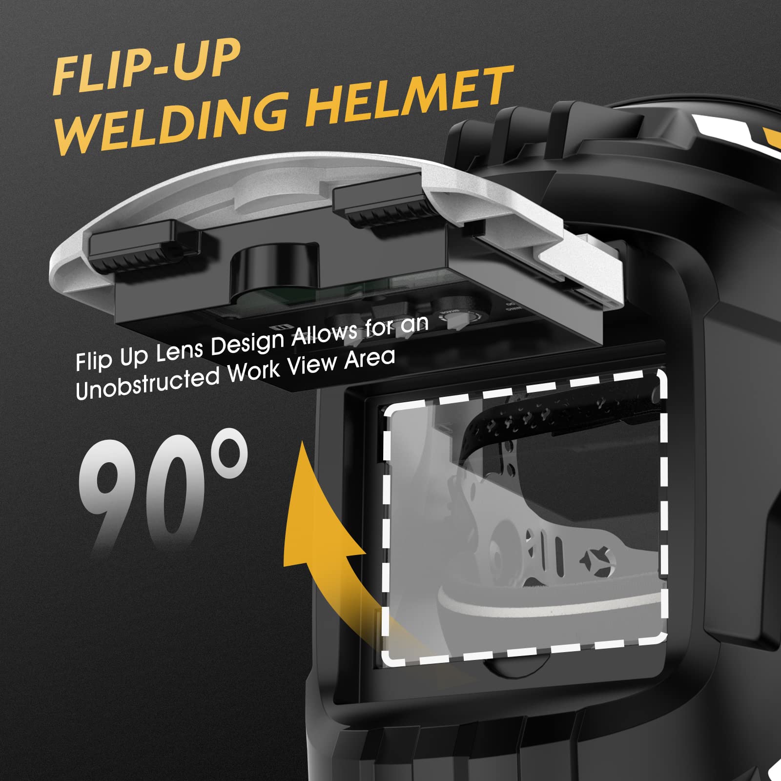 TOOLIOM Flip Up Welding Helmet 3.64 x 1.67 inch Auto Darkening Clamshell Welding Mask True Color Lift Front Welding Hood