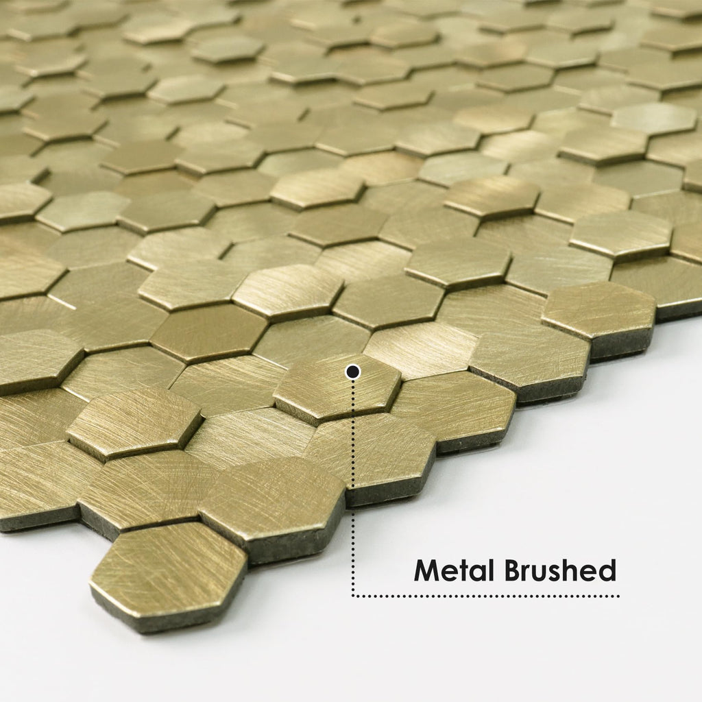 STICKGOO Peel and Stick Backsplash Tiles, Stick on Mosaic Self Adhesive Tiles, 3D Hexagon Backsplash for Kitchen Bathroom Fireplace Vanity (8PCS, Copper)
