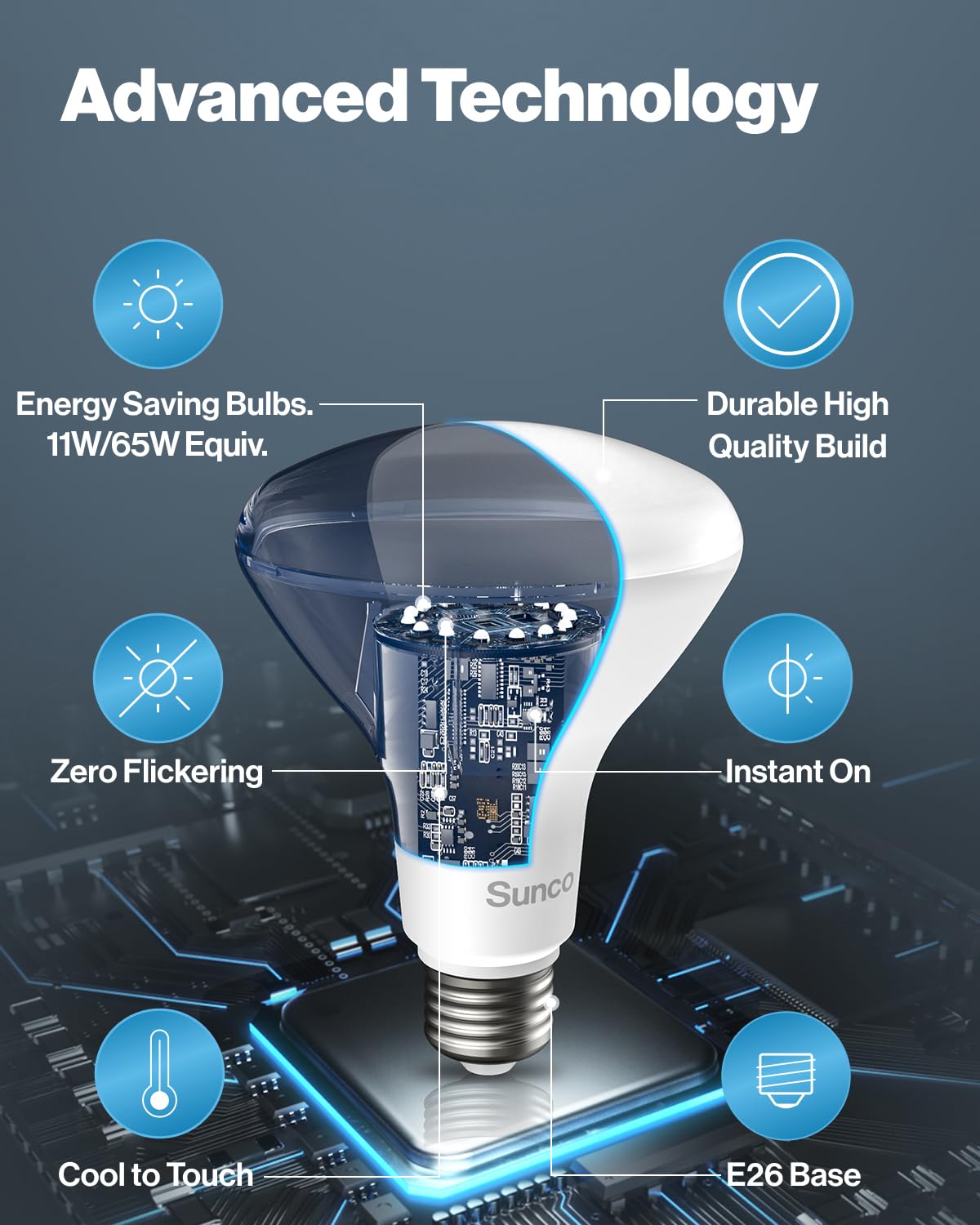 Sunco 12 Pack BR30 Light Bulbs LED, Recessed Can Light Bulbs, Indoor Flood Bulb, 850 LM, 11W (65W Equivalent), 3000K Warm White, Dimmable, E26 Base, for Home, Kitchen, Bedroom UL