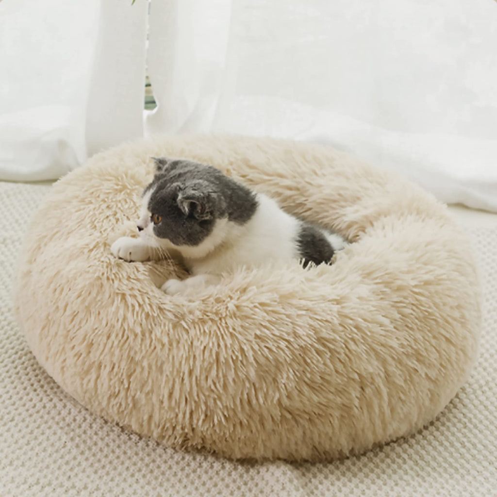 Nisrada Cat Beds for Indoor Cats,15.7 Inch Small Cats Beds, Washable-Round Pet Bed for Puppy and Kitten with Slip-Resistant Bottom