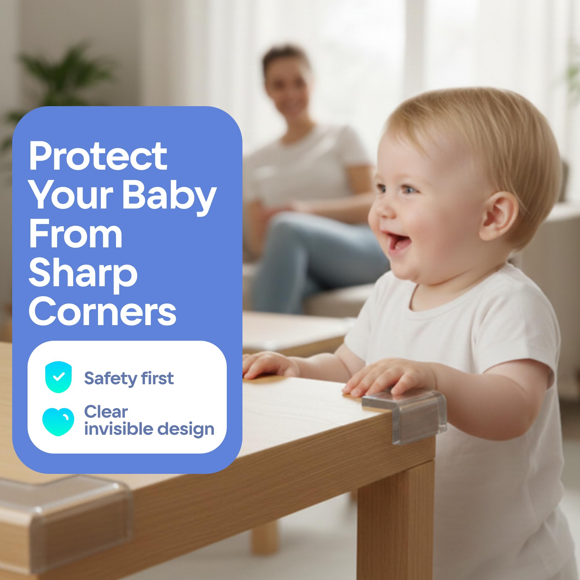 8-Pack Baby Proofing Corner Guards, Soft Rubber Corner Protectors for Furniture, 3M Adhesive Pre-Taped Corner Bumper Guards, Child Proof Safety for Fireplace, Table, Cabinet & Stairs, Black