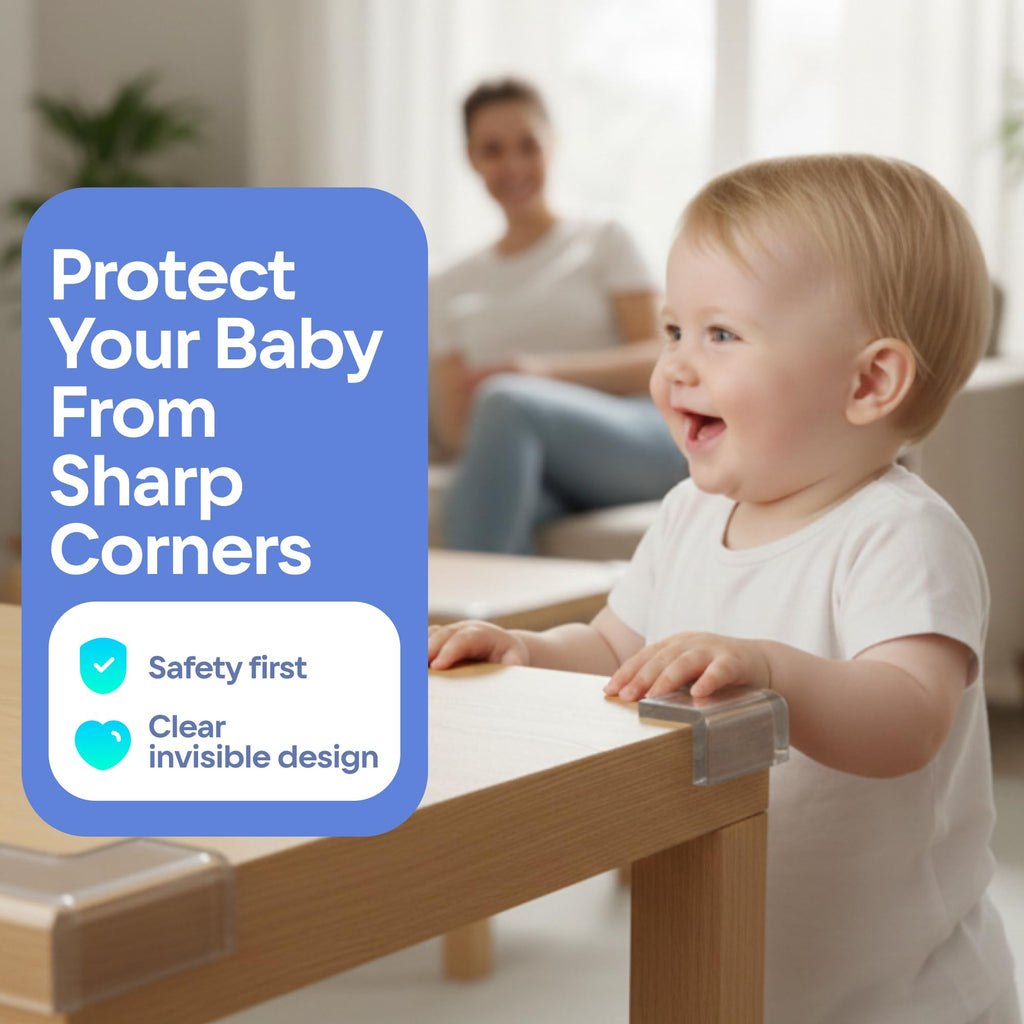 8-Pack Baby Proofing Corner Guards, Soft Rubber Corner Protectors for Furniture, 3M Adhesive Pre-Taped Corner Bumper Guards, Child Proof Safety for Fireplace, Table, Cabinet & Stairs, Black
