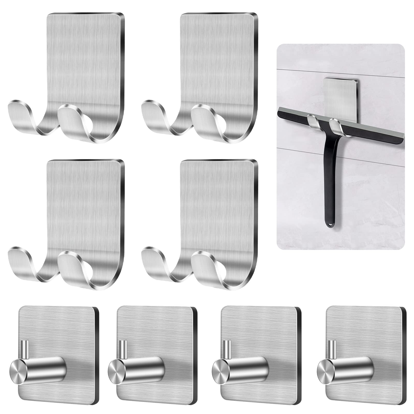 CGBE Shower Holders for Razors, 2 Pack Squeegee Holder and 2 Pack Razor Holder, Razors Holder for Shower Heavy Duty Waterproof Hook for Squeegee Loofah - Black