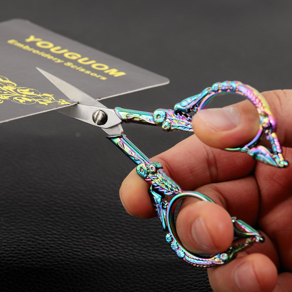 YOUGUOM Small Craft Scissors, Little Travel Sharp Embroidery Scissors All Purpose, Straight Tips Mini Sewing Shears, Precision Detail Thread Cutting Snips