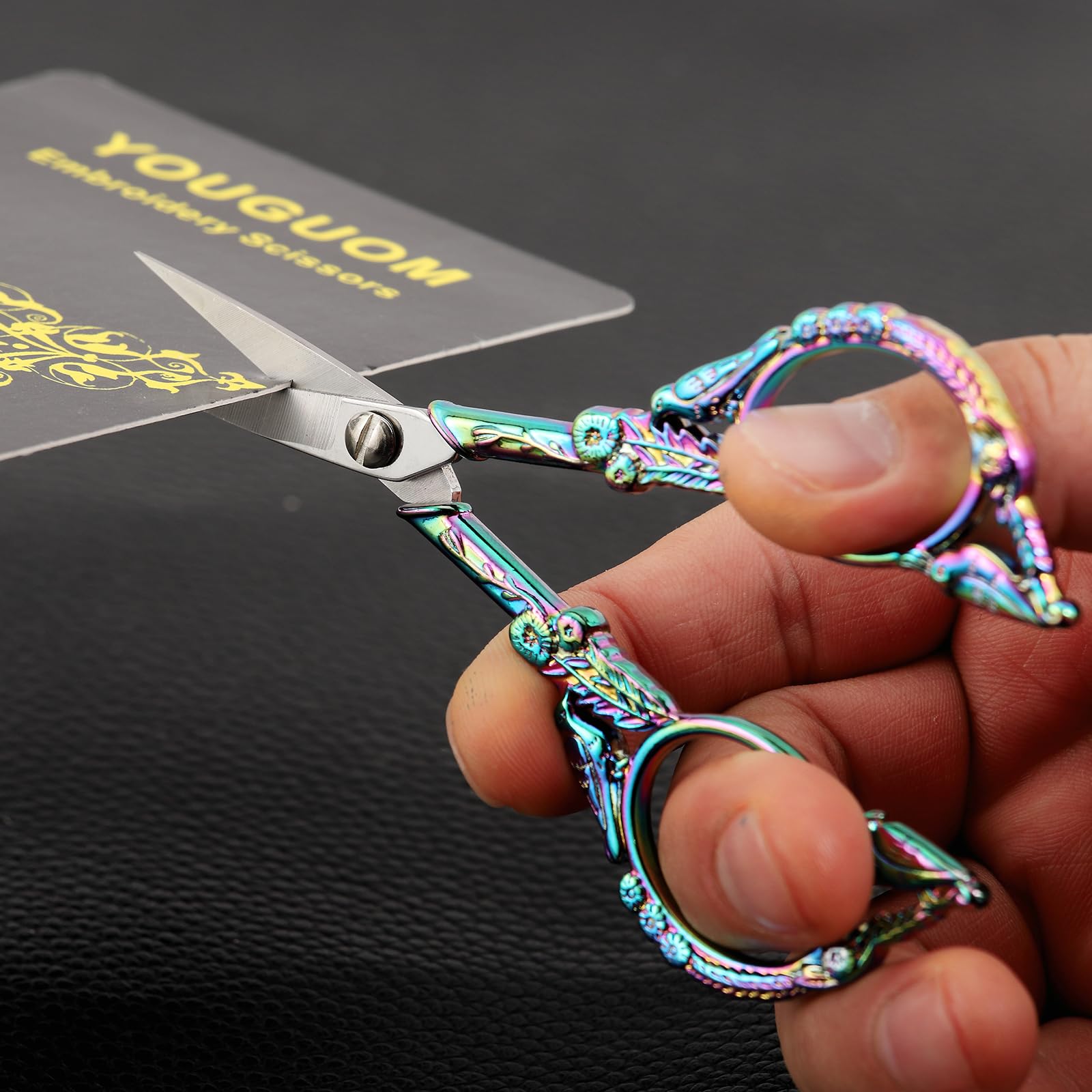 YOUGUOM Small Craft Scissors, Little Travel Sharp Embroidery Scissors All Purpose, Straight Tips Mini Sewing Shears, Precision Detail Thread Cutting Snips