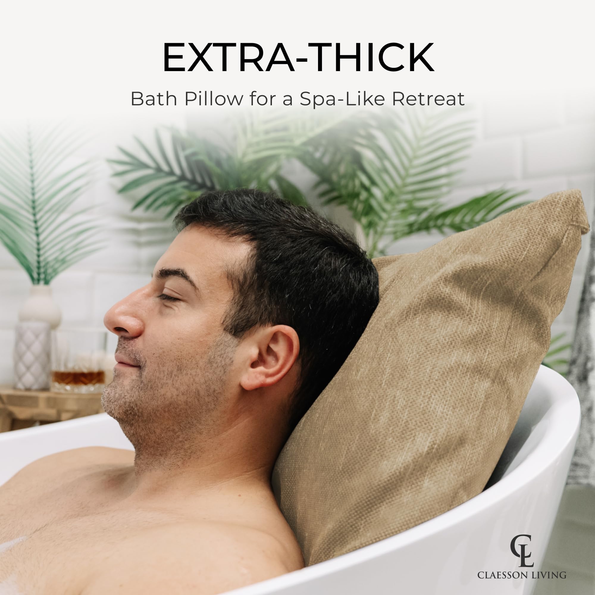 Luxury Bath Pillow for Tub - Thick and Comfortable Bathtub Pillow Support for Head and Neck and Back - Washable Quick-Drying Bath Pillows - Bath Cushion for Home Spa - Fits Any Bathtub - Dark Gray
