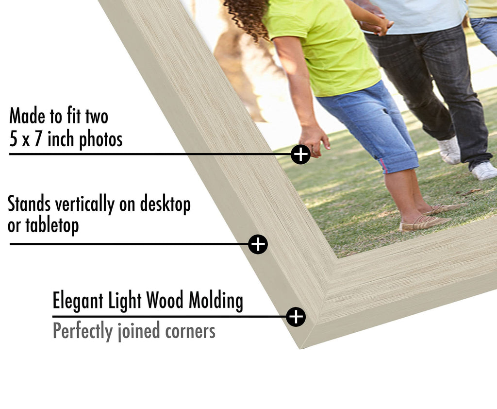 Americanflat Hinged 4x6 Picture Frame with Shatter-Resistant Glass - Double Picture Frames with Engineered Wood - Signature Collection - Photo Frame for Tabletop Display - Black