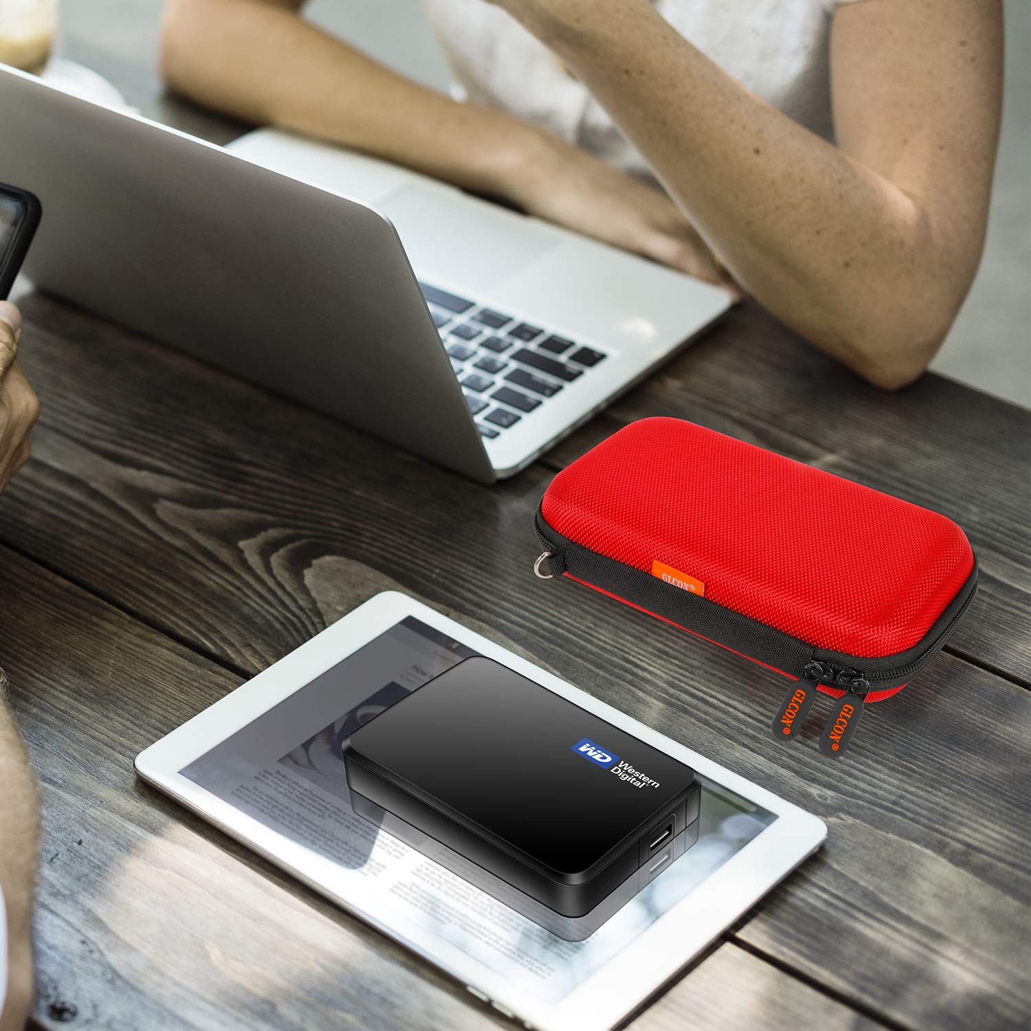 External Hard Drive Case - GLCON Shockproof EVA Carrying Case for WD My Passport Element Seagate Expansion Backup Toshiba 1TB 2TB 4TB - High Protection Portable Travel Electronic Power Bank Bag