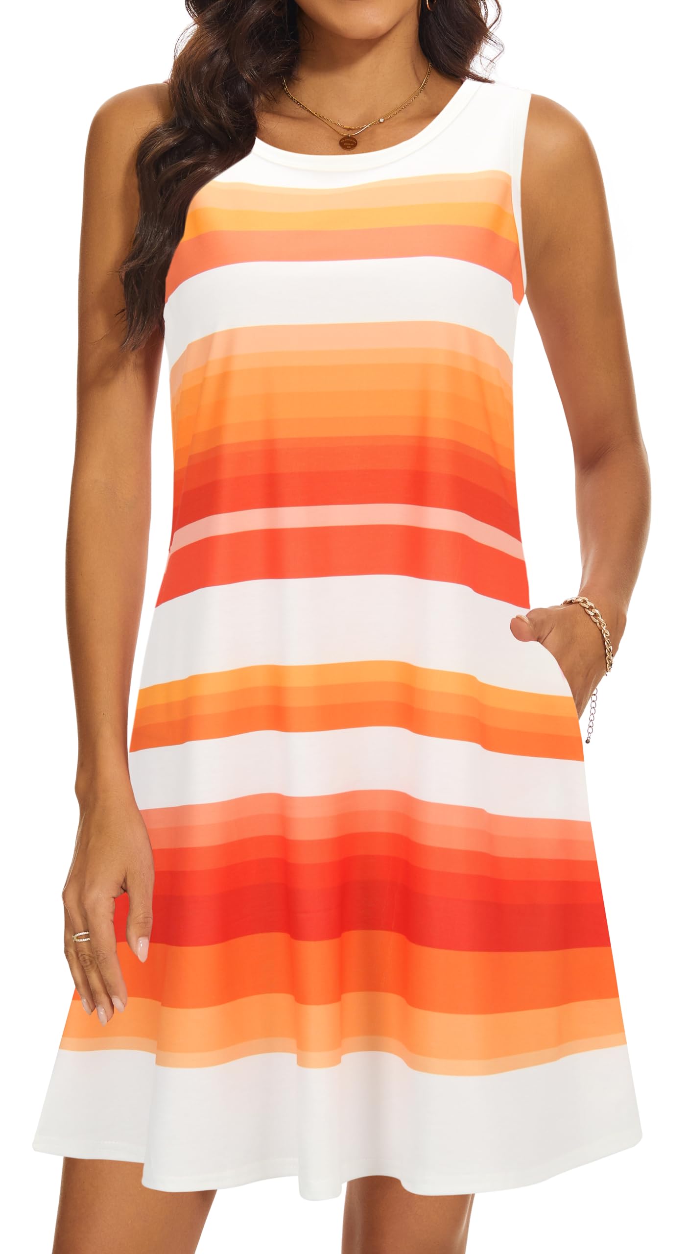Summer Dresses for Women 2026 Casual Sundresses Beach Cover Ups Sleeveless Tshirt Swing Dress with Pockets