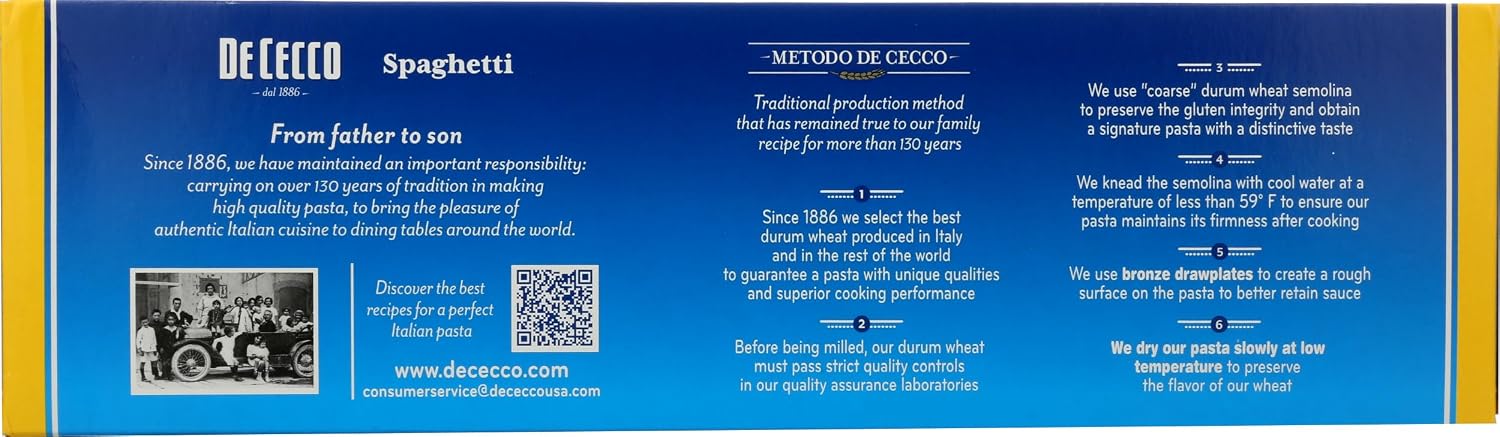 De Cecco Enriched Macaroni Product - Spaghetti Pasta (16 oz ea)