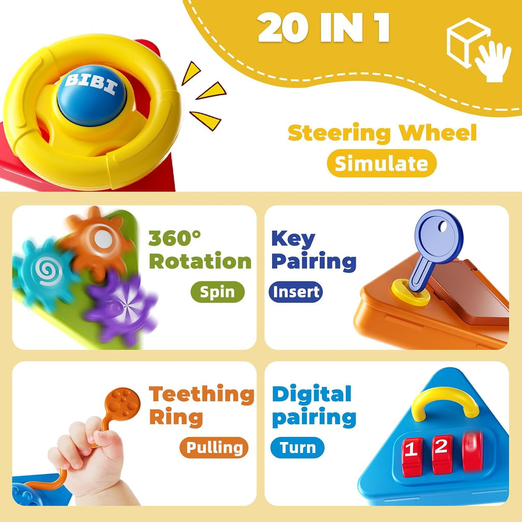 Vanvimen Toddler Toys for 1 Year Old Boy, Montessori Toys for 1 Year Old, 20-in-1 Travel Activities Busy Board Cube, Sensory Toys for Toddlers 1-3, for 1 Year Old Boy Girl