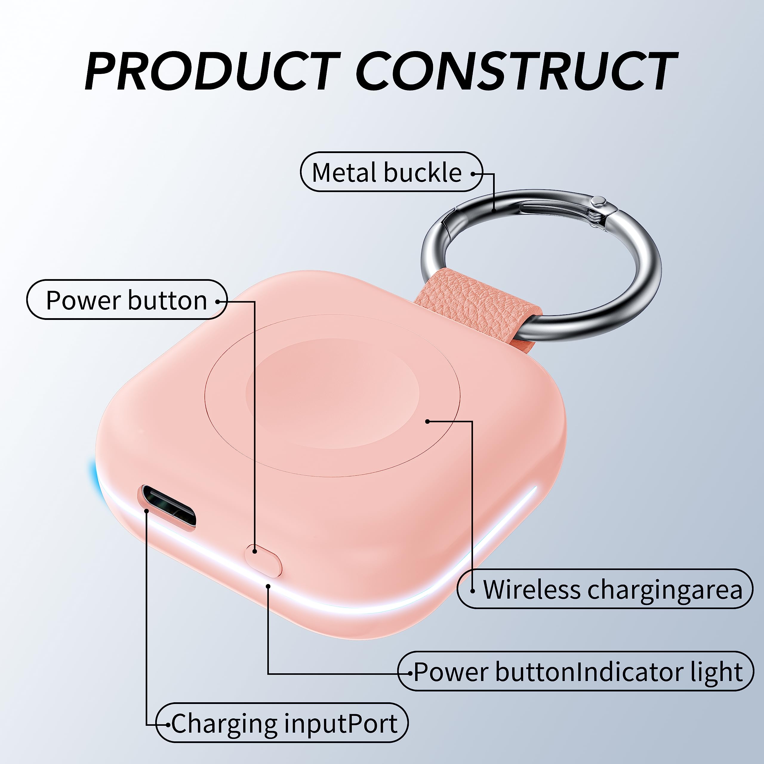 HUOTO Portable Charger for Apple Watch,Wireless Magnetic iWatch Charger 1200mAh Power Bank Travel Keychain Accessories Smart Chargers for Apple Watch Series 11/10/9/8/7/6/SE/5/4/3/2/1/UItra/UItra 2