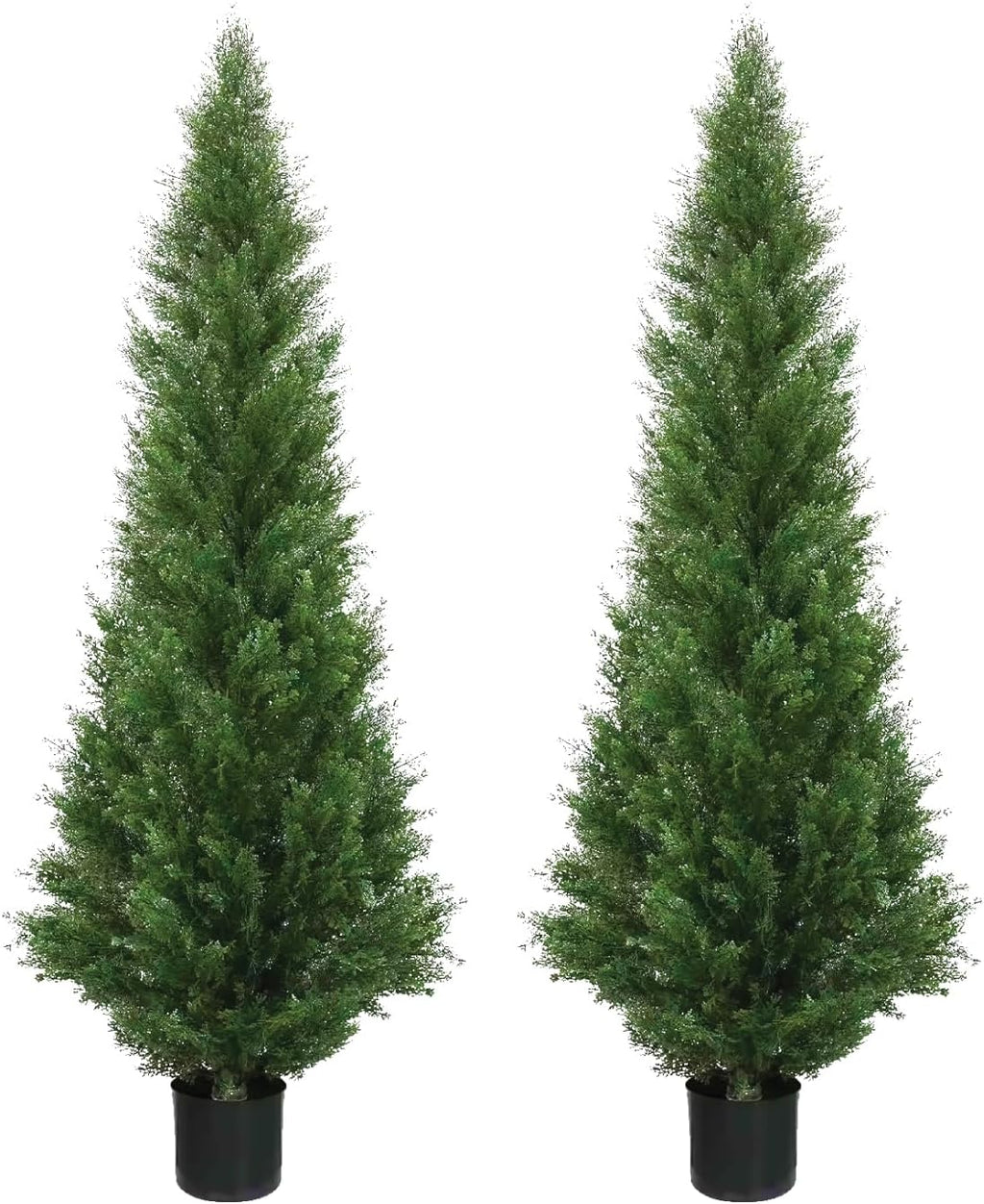 Two 5 Foot Outdoor Artificial Cedar Topiary Trees Potted Plants Two Peace Construction