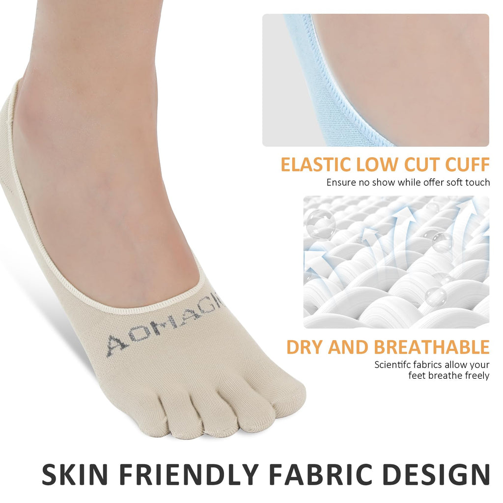 Toe Socks No Show for Women & Men Running Five Fingers Athletic Invisible Liner Socks, Moisture Wicking