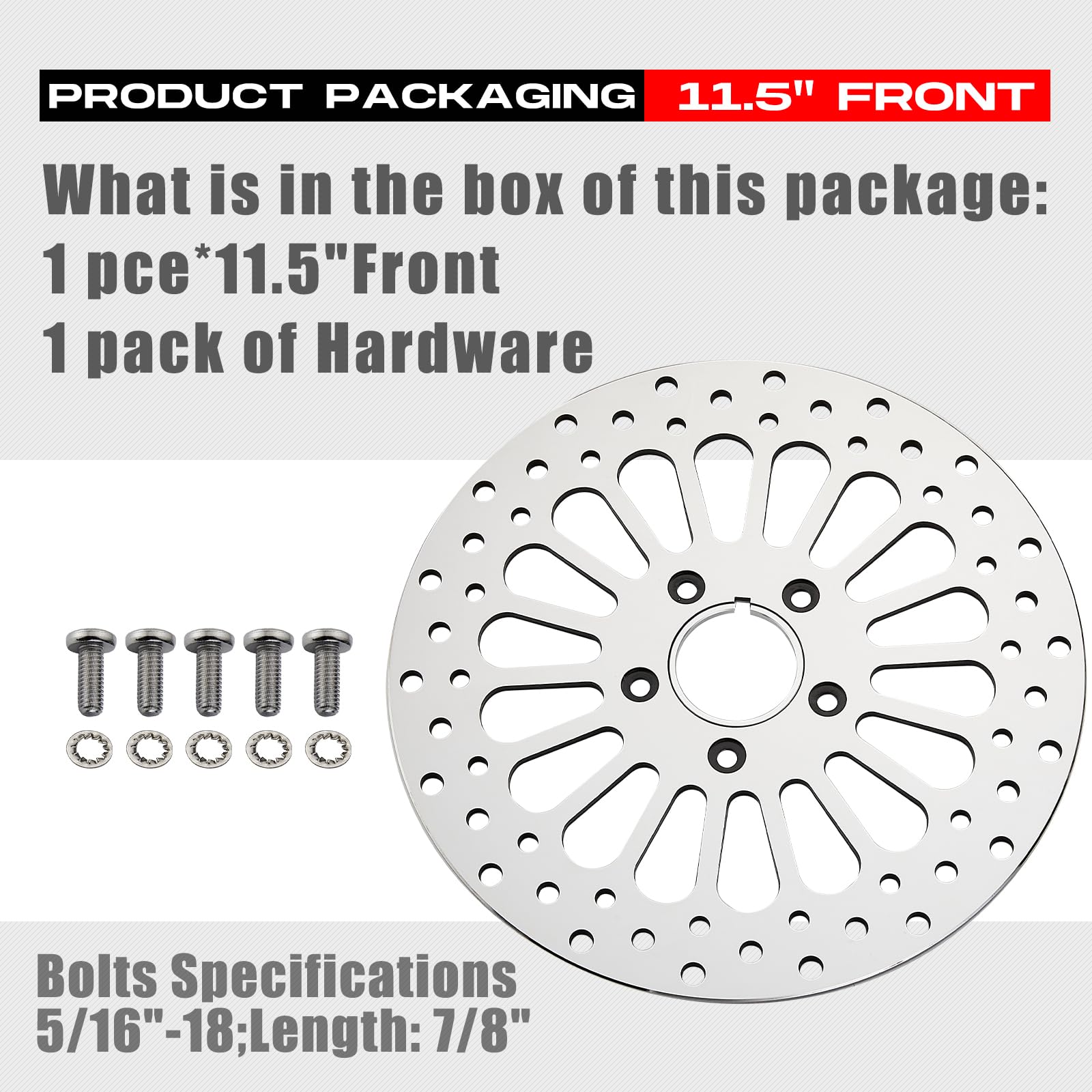1 Piece Front Rotor and 1 Piece Rear Rotor 11.5'' set for Harley Davidson Touring Softail Sportster Dyna Early Super Glide Motorcycle,Heat Dissipation Mirror-Polished Stainless Steel Rotors