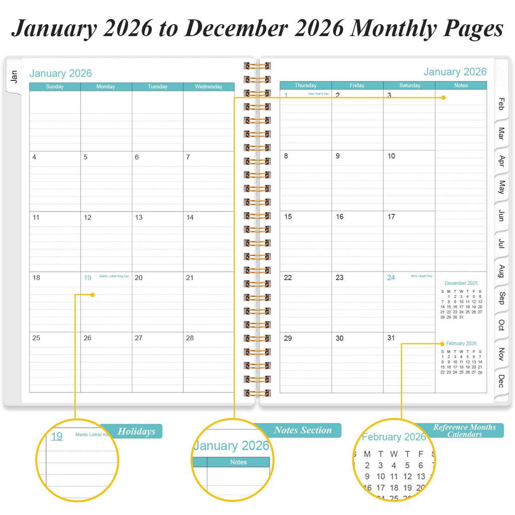 2026-2027 Daily & Monthly Planner - One Page Per Day, Daily Planner from July 2026 to June 2027, Planner 2026-2027 with 12 Monthly Tabs, 6.4" x 8.5", Black