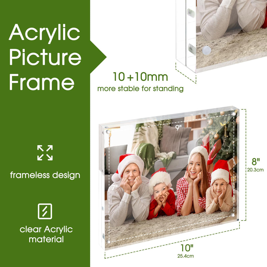 SYNTRIFIC 10 PACK Magnetic Picture Frame,8X10 Acrylic Frame Double Sided Picture Frame,20mm Thickness Magnetic Premium Acrylic Picture Frames Gifts Ideal