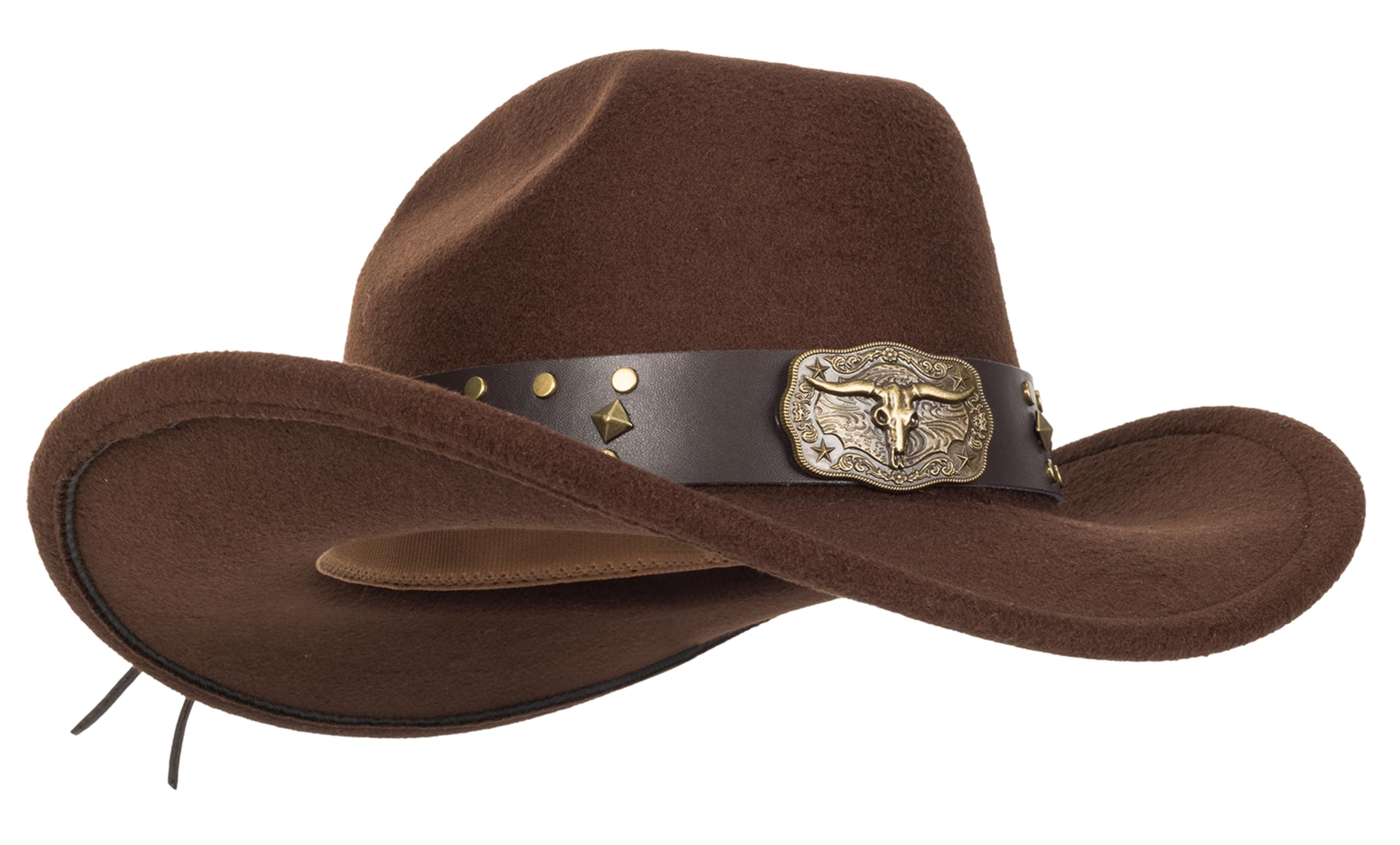 Vintage Western Cowboy Hat for Men Women - Wide Brim Cowgirl Fedora Hats with Braided Rope Band M