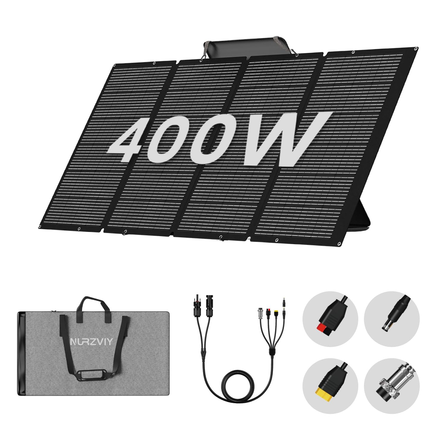 Portable Solar Panel 80 Watt for Power Station, IP67 Waterproof Foldable Solar Cell Solar Charger w/ XT60 Anderson DC 8mm 7909 5521 Connector for Camping, RV, Off Grid Living