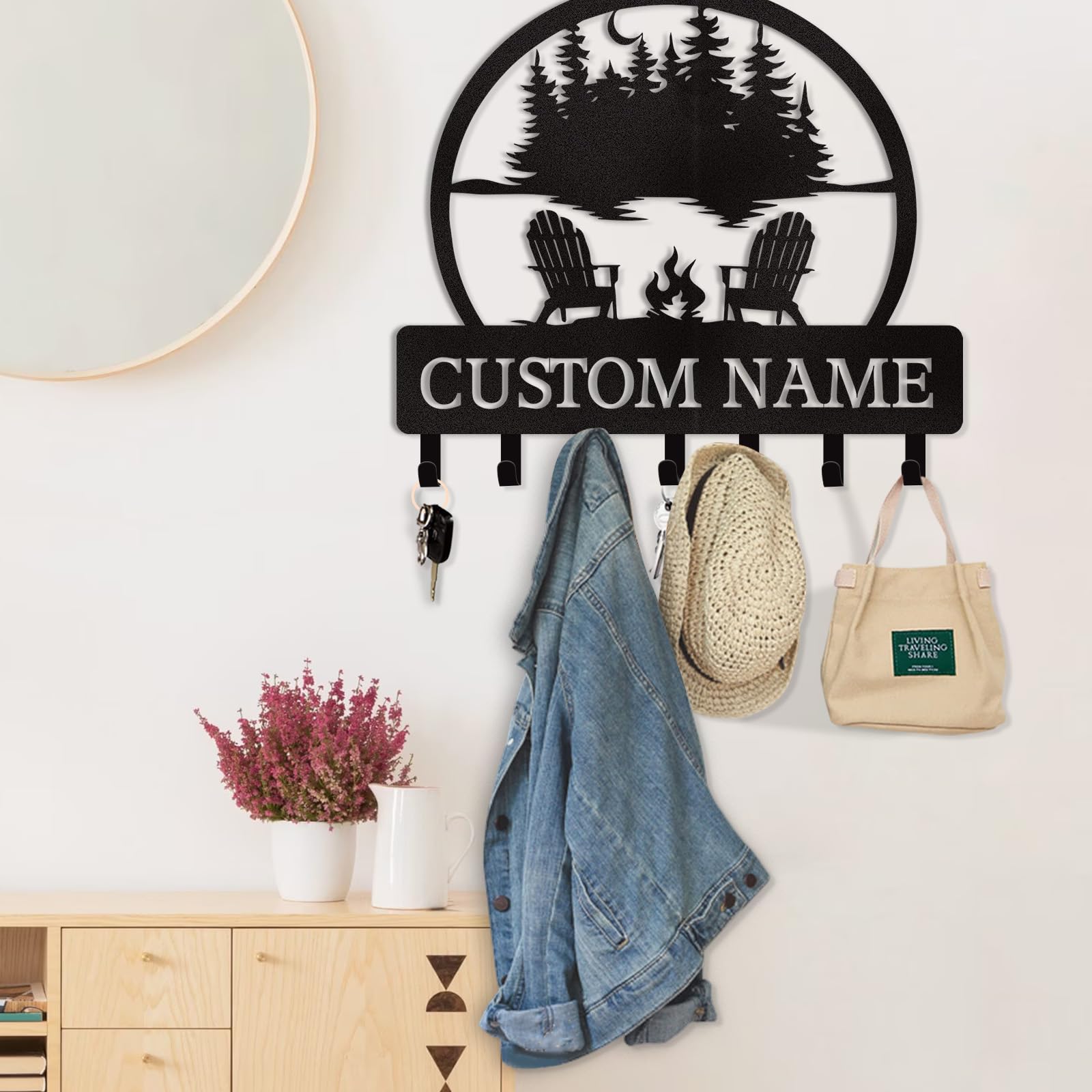 Dyoart Personalized Couple's Name Key Rack, Wall Mounted Metal Key Holder for Housewarming Gifts,ignent Bedding