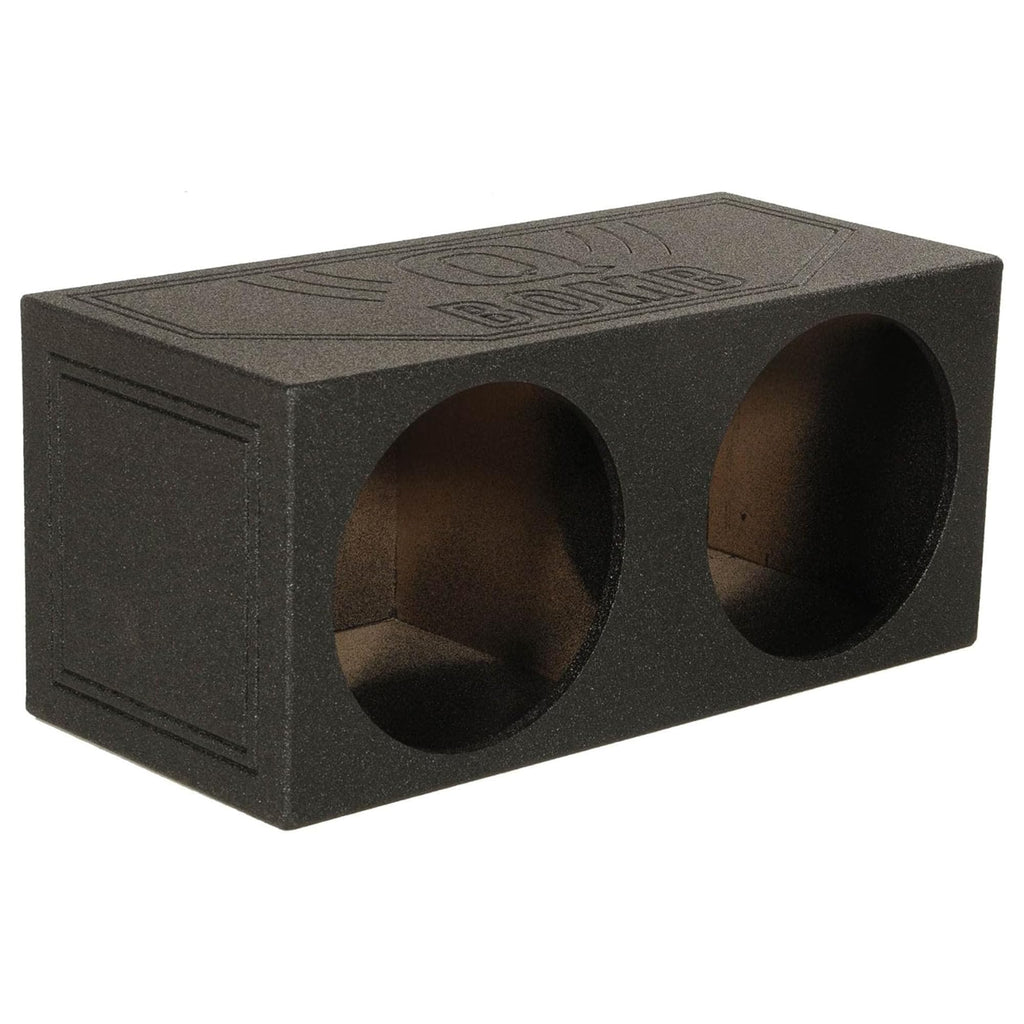 QPower 12 Inch Dual Subwoofer Box, High-Performance Vented Speaker Enclosure, Black - Car Audio and Sound System Accessories - Portable Equipment for Subwoofers